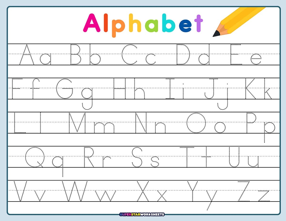 300 Free Letter Tracing Worksheets By Gold Star Fun Vibrant Designs