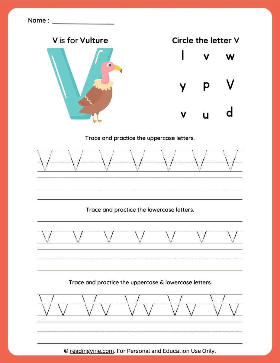 Letter V Tracing Worksheets For Preschool Letter V Tracing Worksheets For Preschool