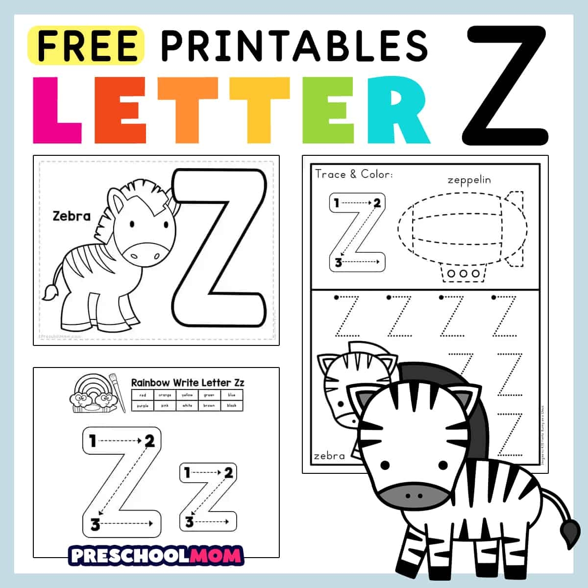 Free Letter Z Alphabet Learning Worksheet For Preschool