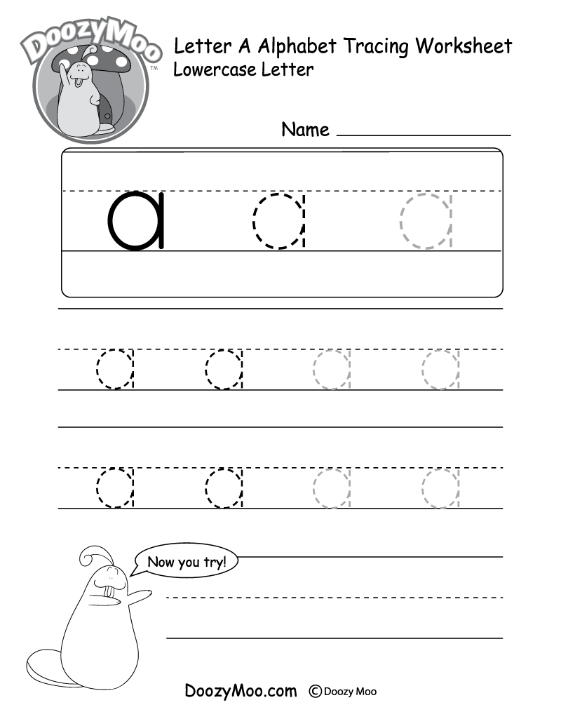 Lowercase Letter A Tracing Worksheet Doozy Moo