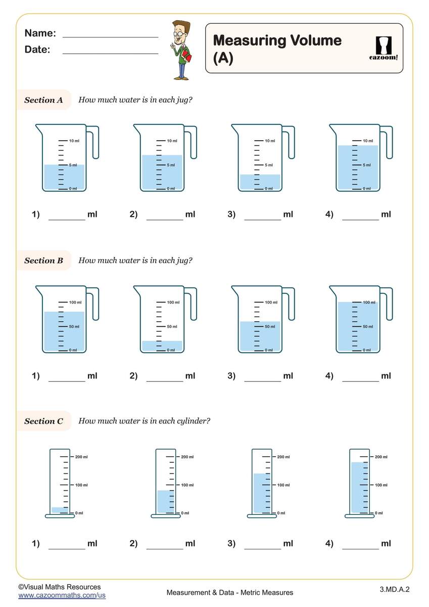 Measuring Volume A Worksheet Fun And Engaging 3rd Grade Measurement Data Worksheet Cazoom Math