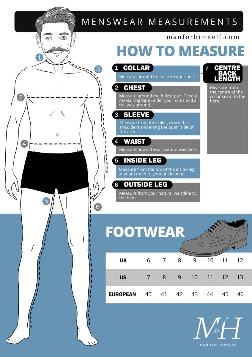 Men S Size Guide How To Measure Your Body Man For Himself Men S Size Guide How To Measure Your Body Man For Himself