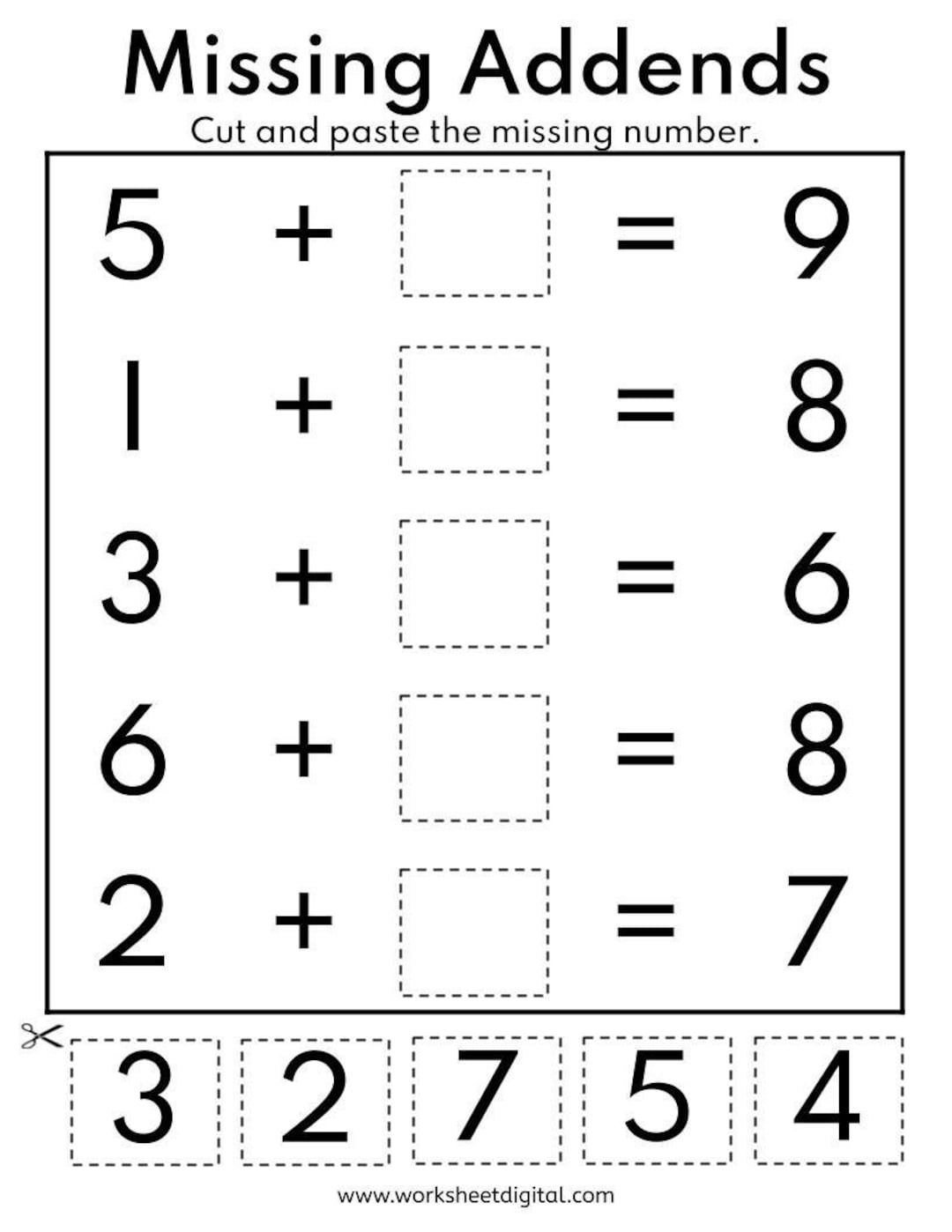 Missing Addend Sums No More Than 20 Grade 1 Addition Worksheets ArgoPrep