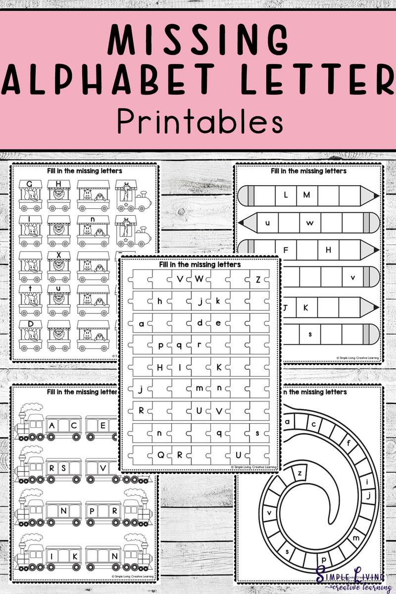 Missing Alphabet Letter Printables Simple Living Creative Learning