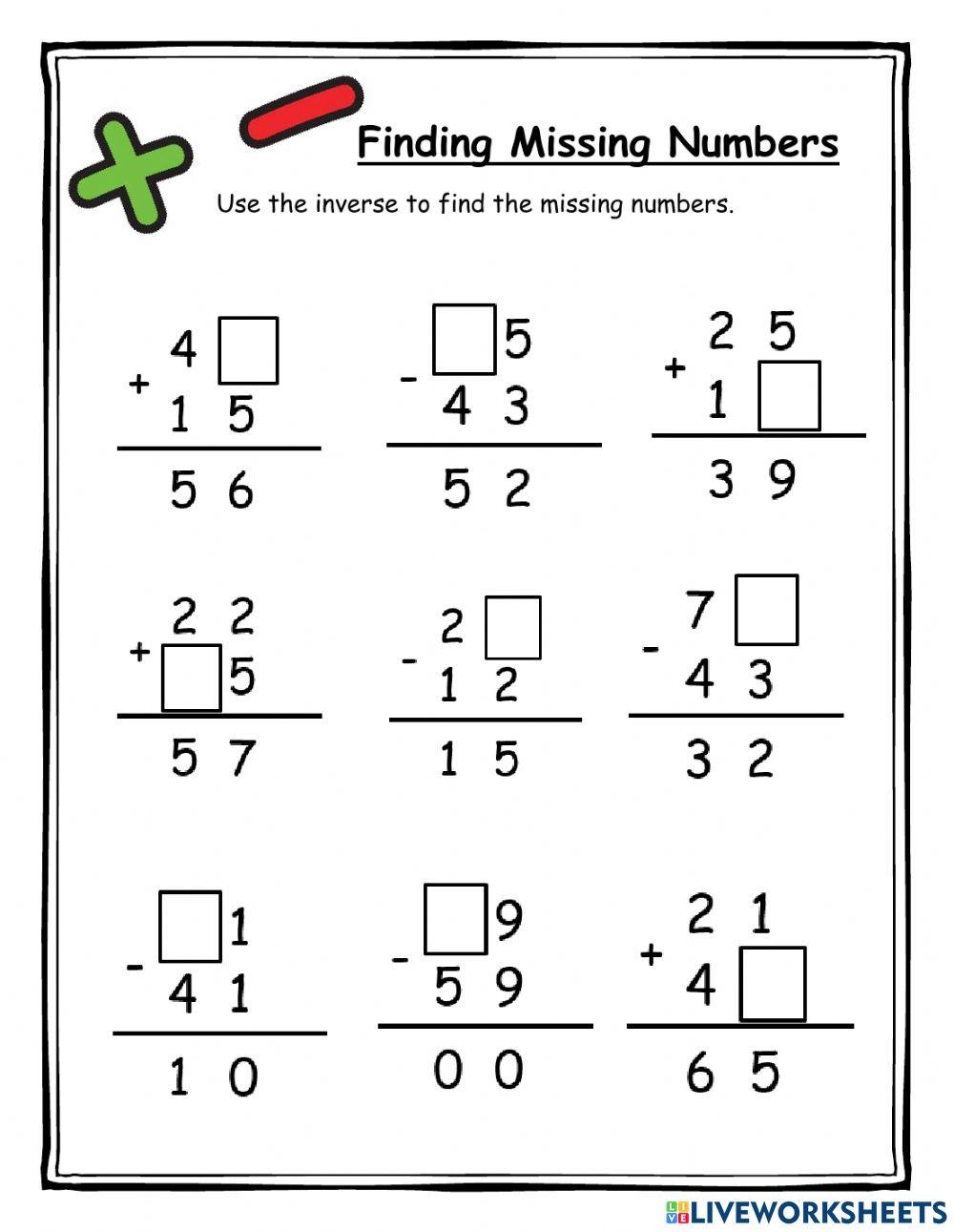 Missing Digit Addition Subtraction Worksheet Worksheets Library Find The Missing Number In Addition Worksheets Math Worksheets MathsDiary