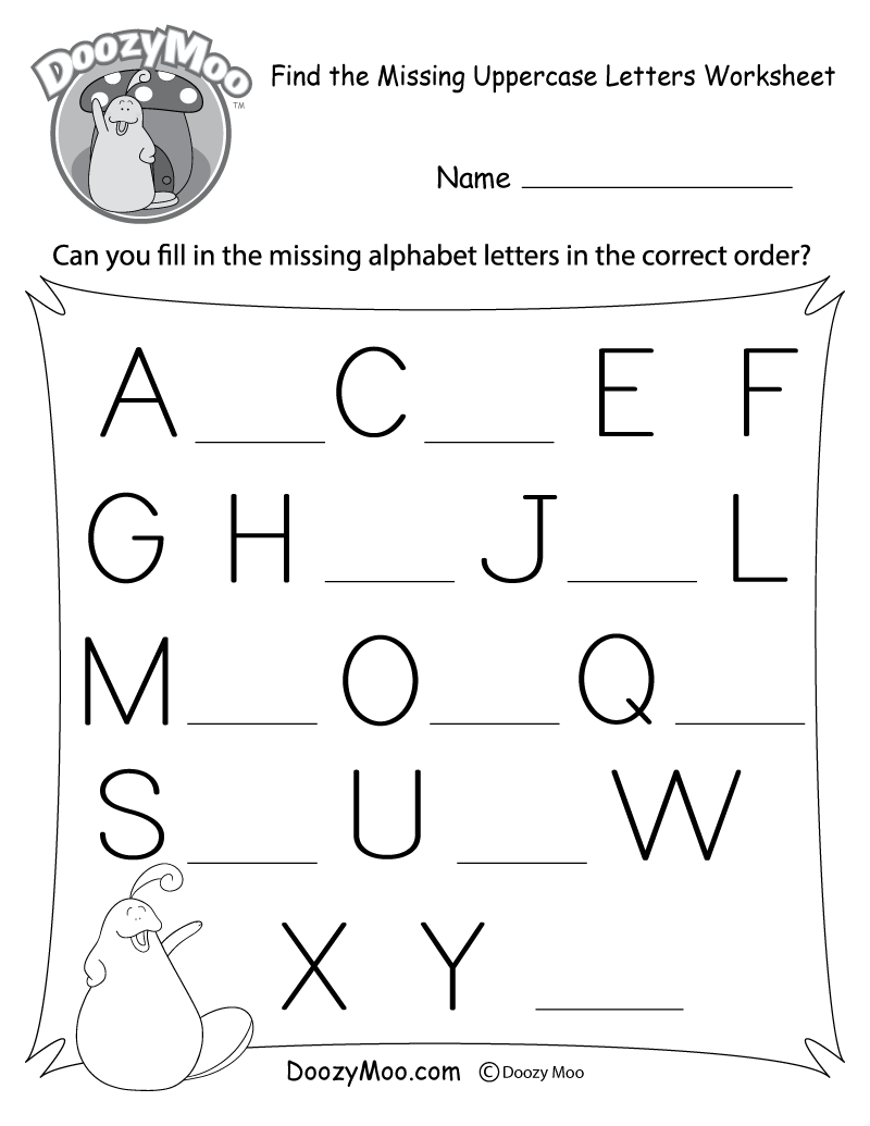 Missing Letter Worksheets Free Printables Doozy Moo Alphabet Missing Letter Free Worksheet For Kids SKOOLGO