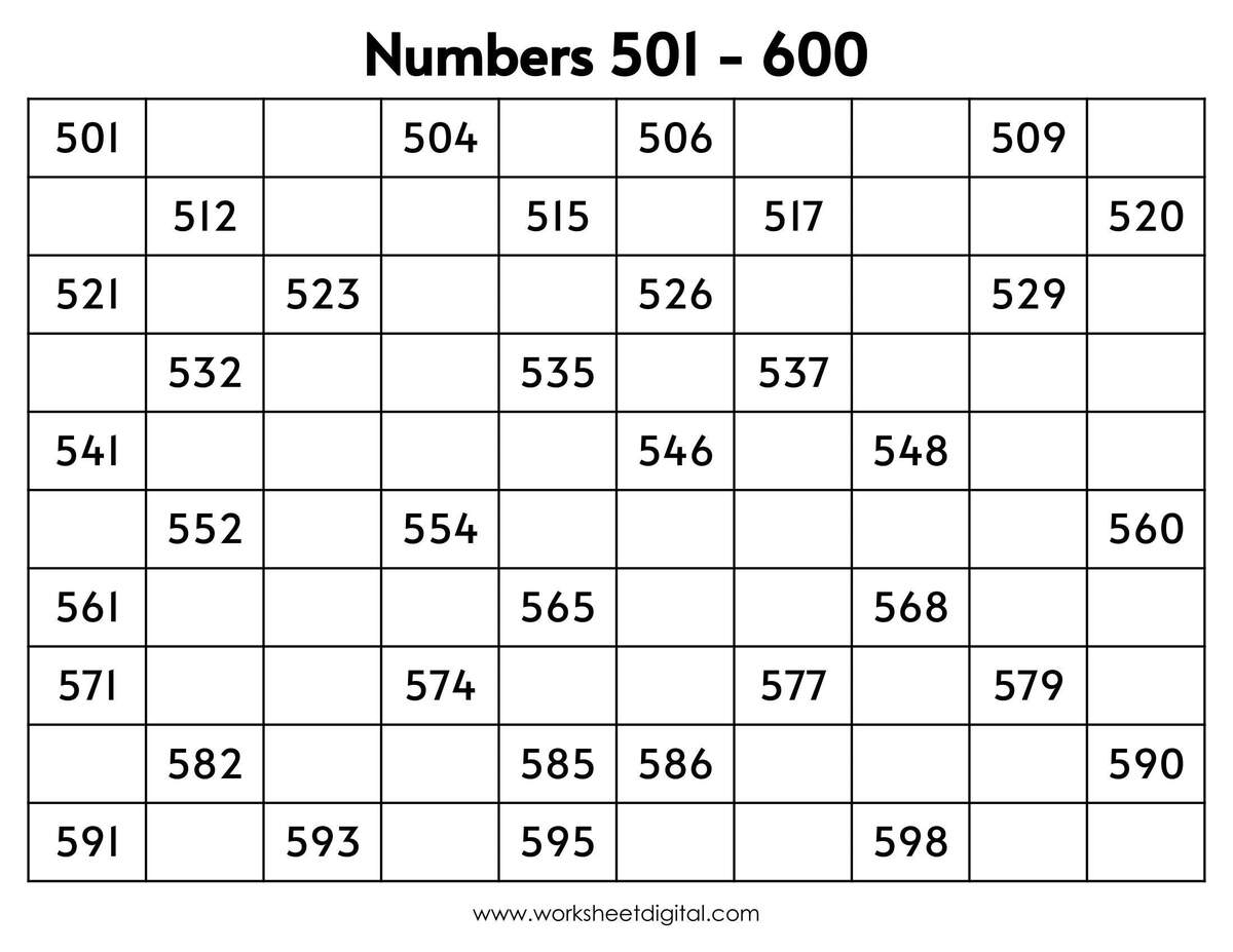 Missing Numbers Chart 1 1000 Homeschool Printable Digital Download Etsy