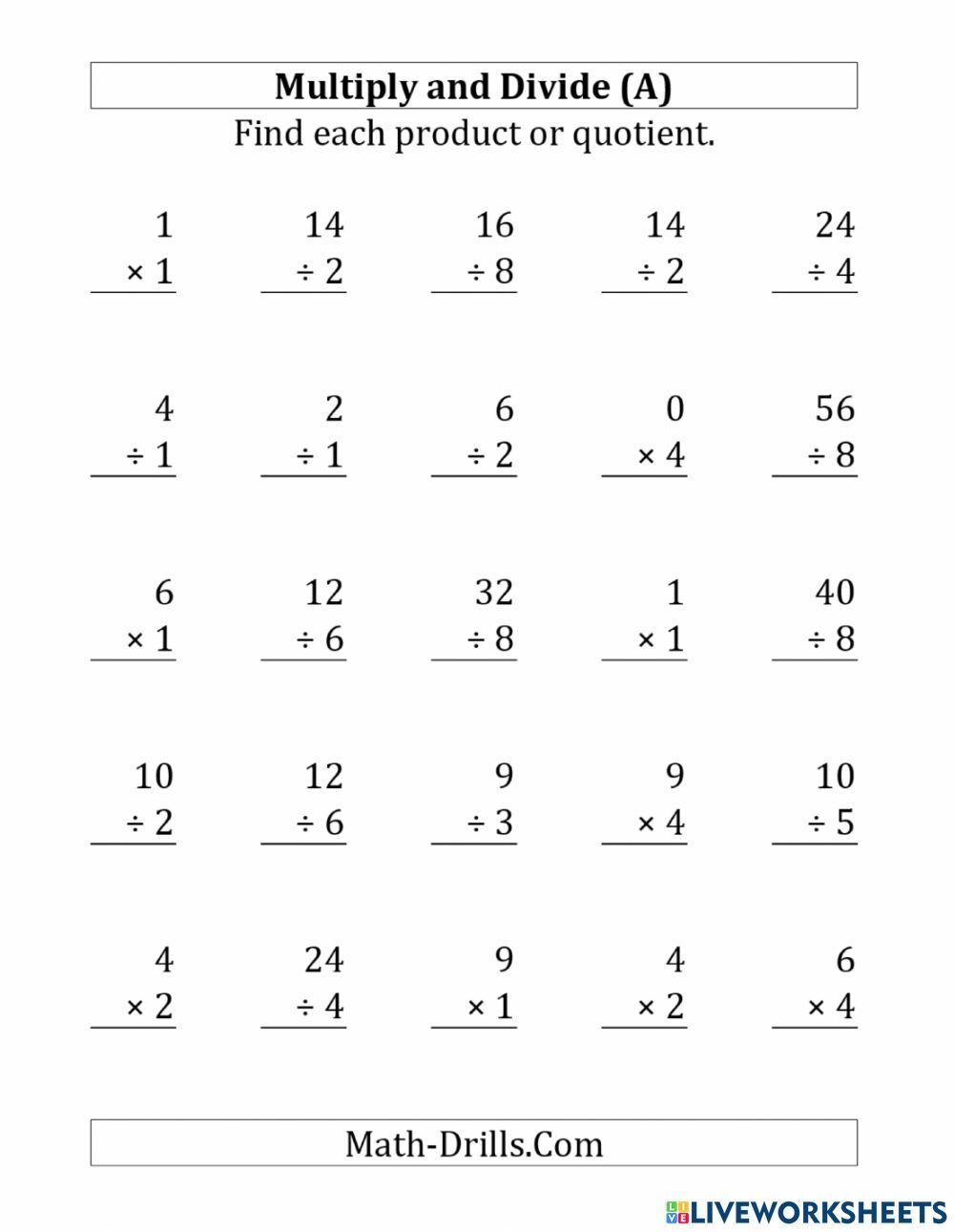 Multiplication And Division Mad Minute 1 Online Exercise For Worksheets Library Multiplication And Division Mad Minute 1 Online Exercise For Worksheets Library