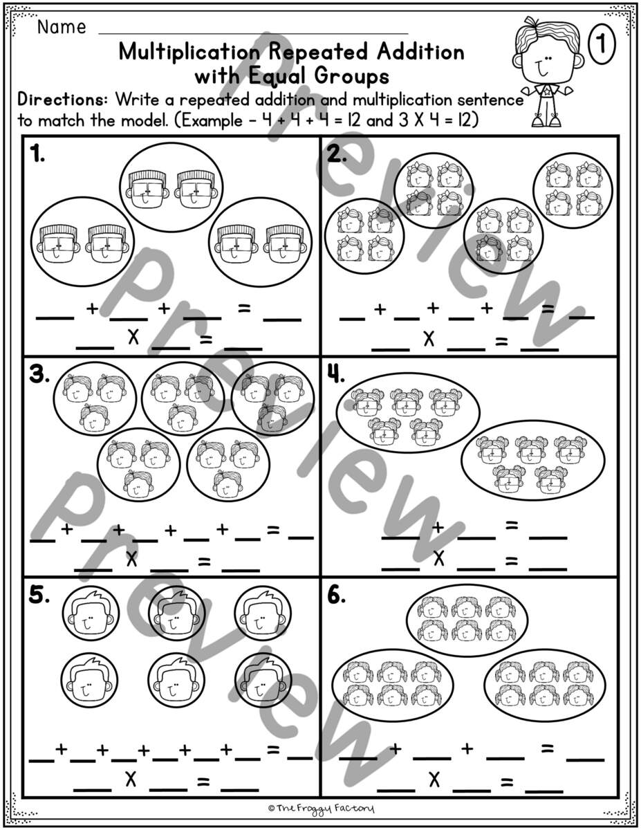 Multiplication As Repeated Addition Equal Groups Worksheets Classful