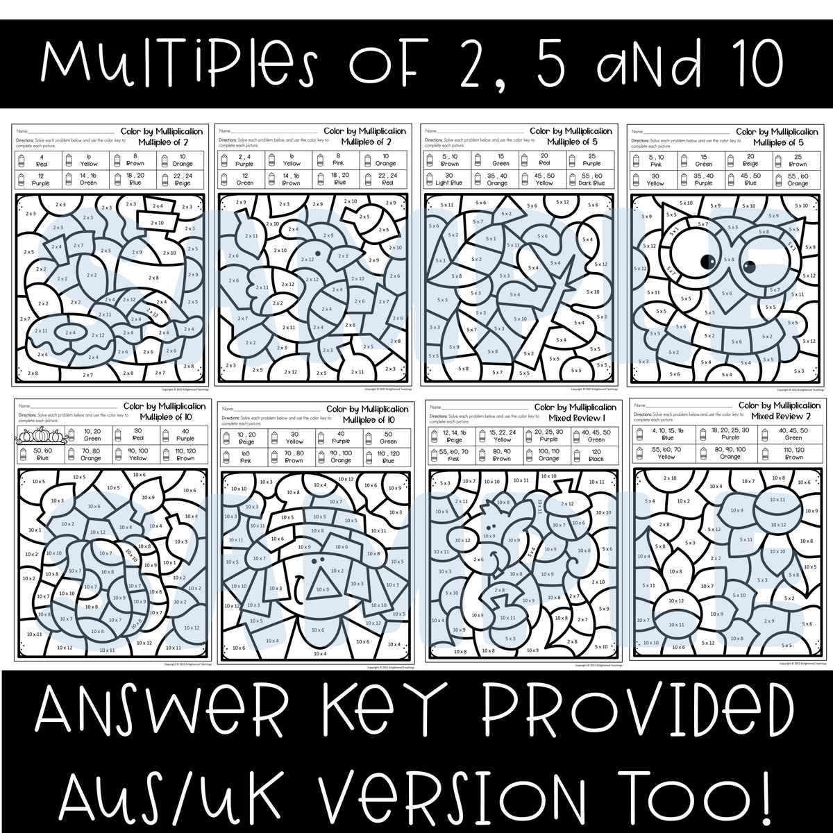 Multiplication Color By Code Number NO PREP Coloring Worksheets SEASONAL BUNDLE Made By Teachers