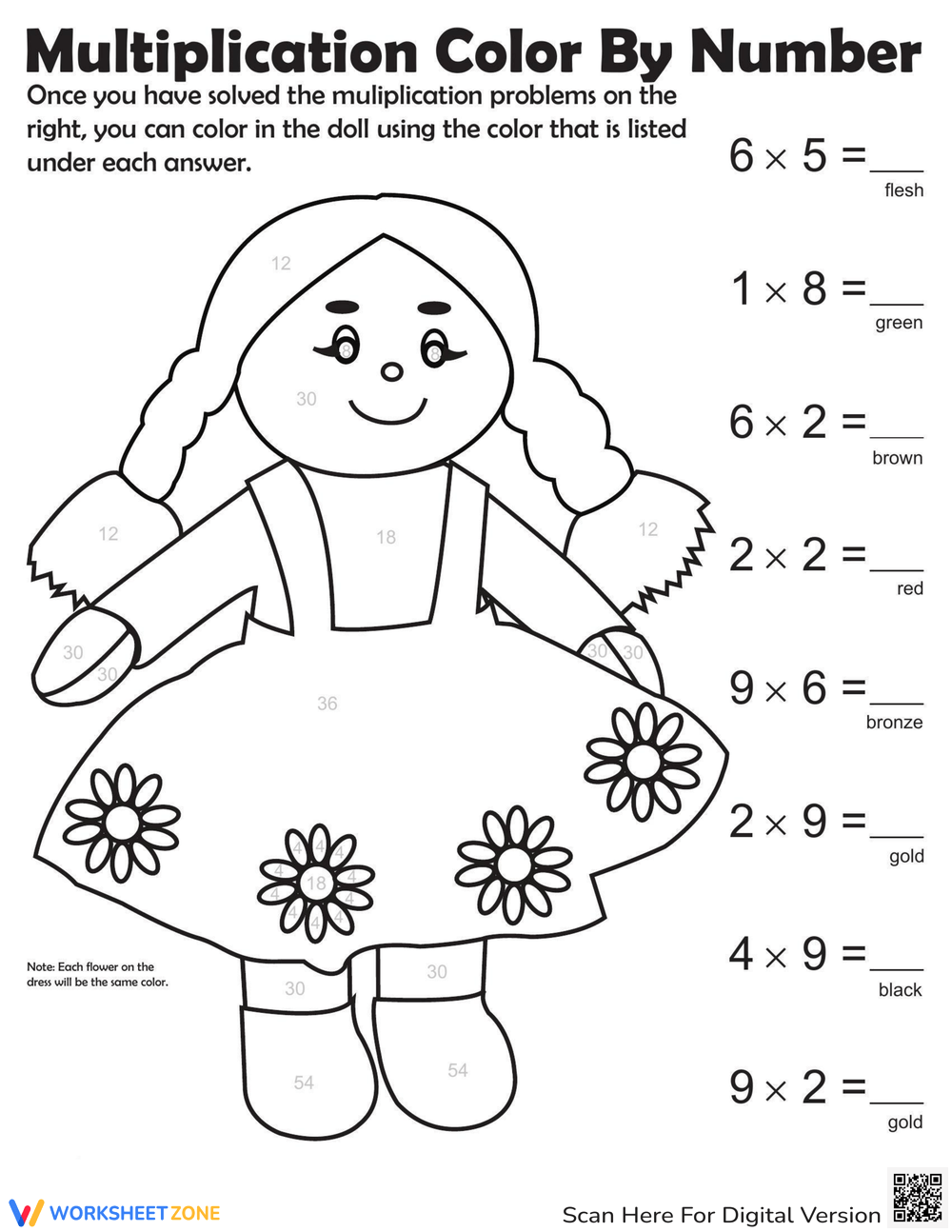 Multiplication Color By Number Fun Worksheet Multiplication Color By Number Fun Worksheet