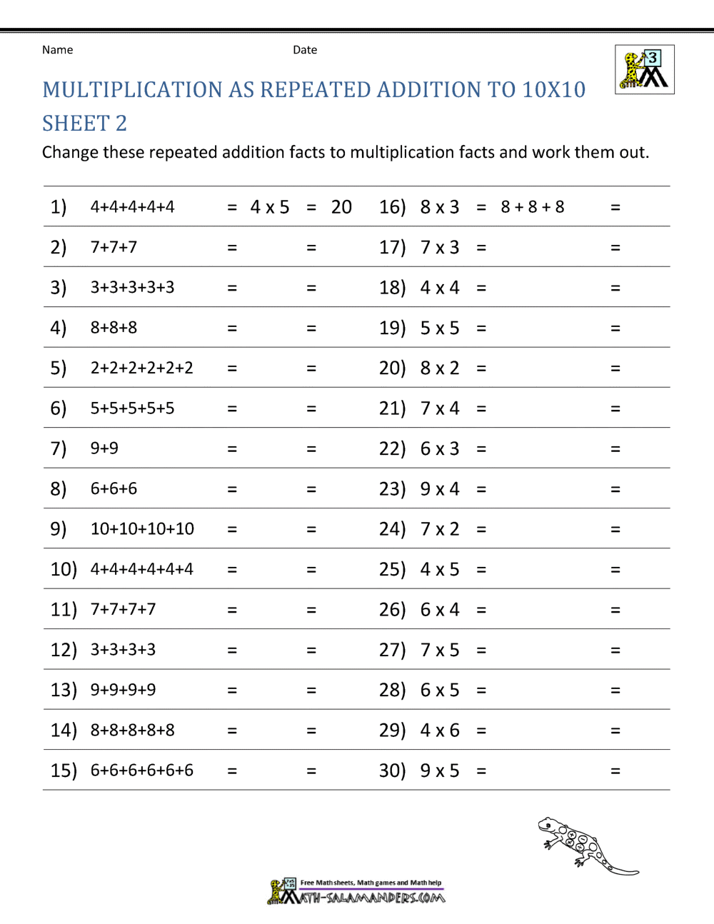 Write Multiplication As Repeated Addition Activities Worksheet For Grade 1 2 Made By Teachers