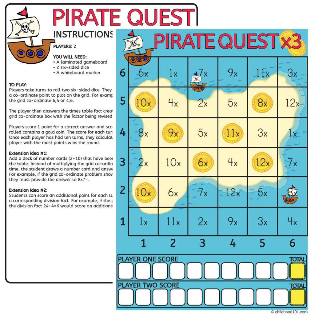 Multiplication Games Printable Pack 10 Games For Learning Times Tables