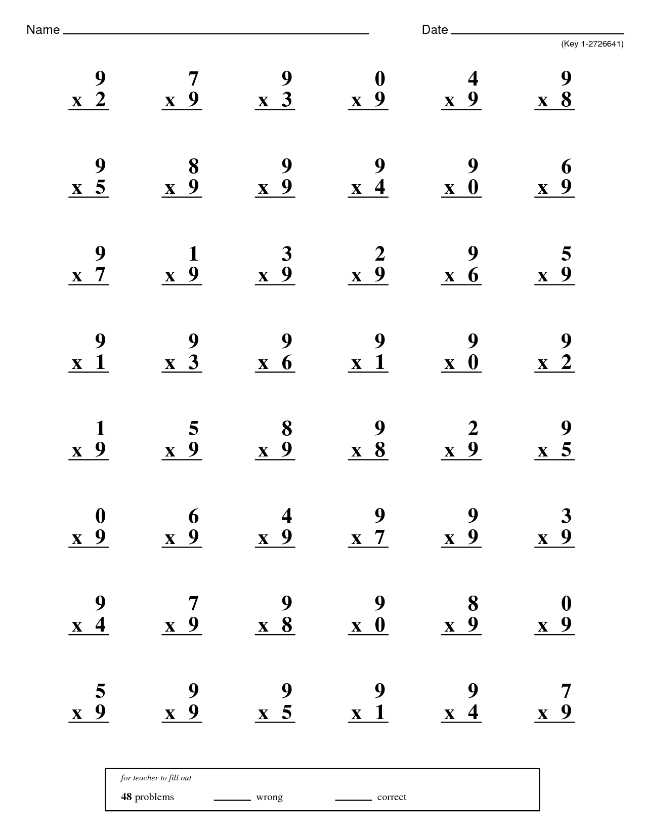 Multiplication Mad Minute The Cow S Den