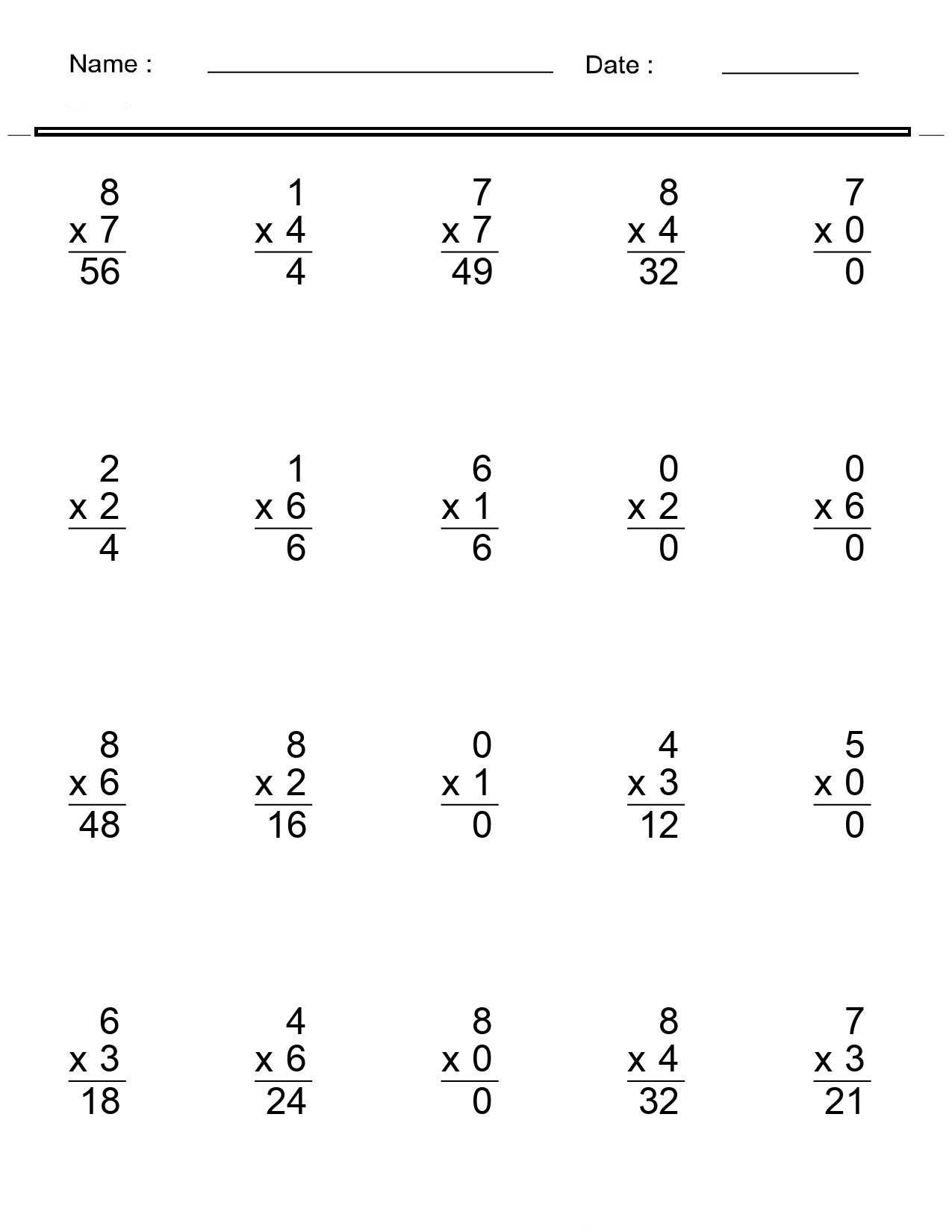 Multiplication Worksheets Single Digit Multiplication Worksheets Made By Teachers 10 Printable Multiplication Worksheets Fill In The Blanks Single Digit Multiplication Numbers 1 12 Maths Drills Answers Included Etsy