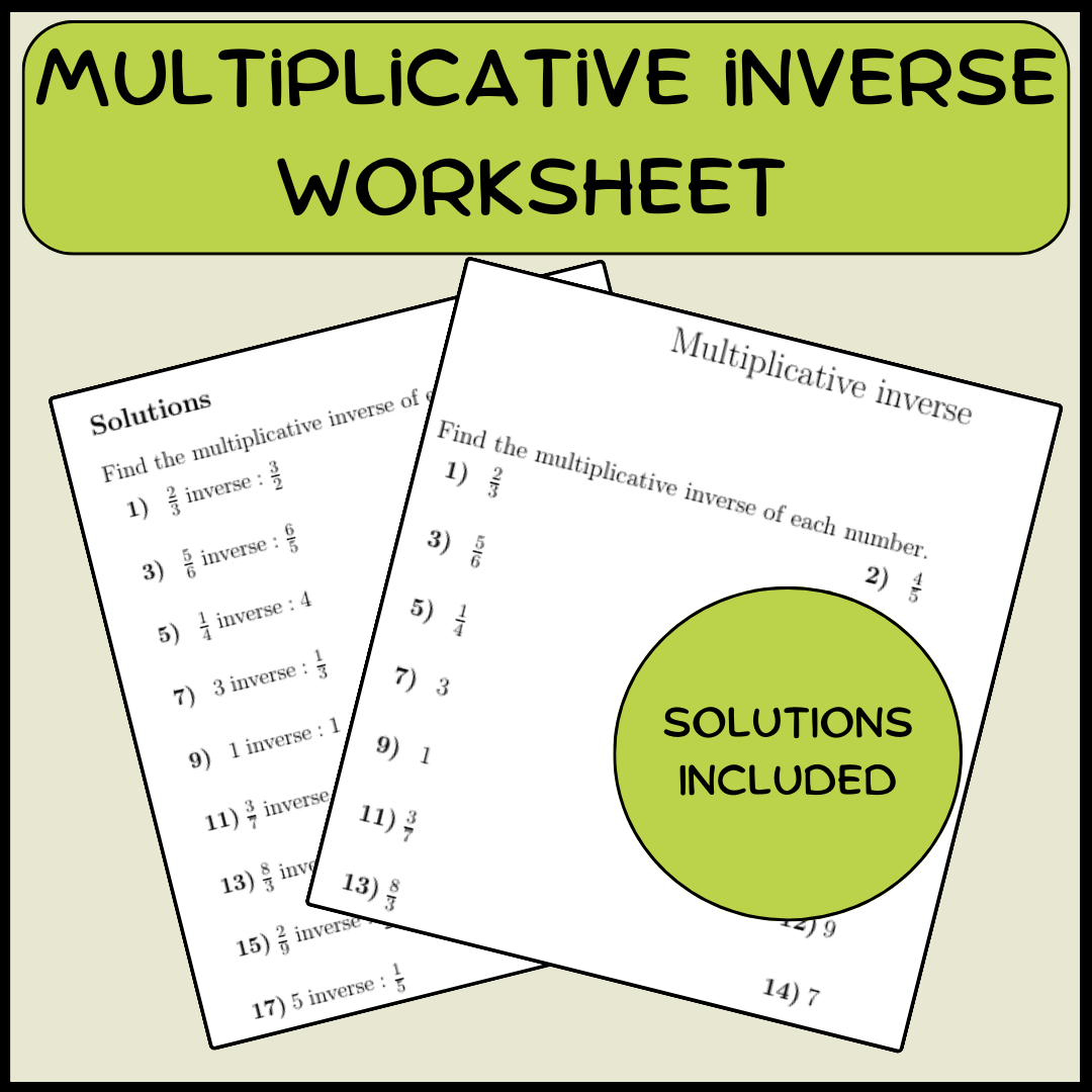 Multiplicative Inverse Worksheet With Solutions Multiplicative Inverse Worksheet With Solutions