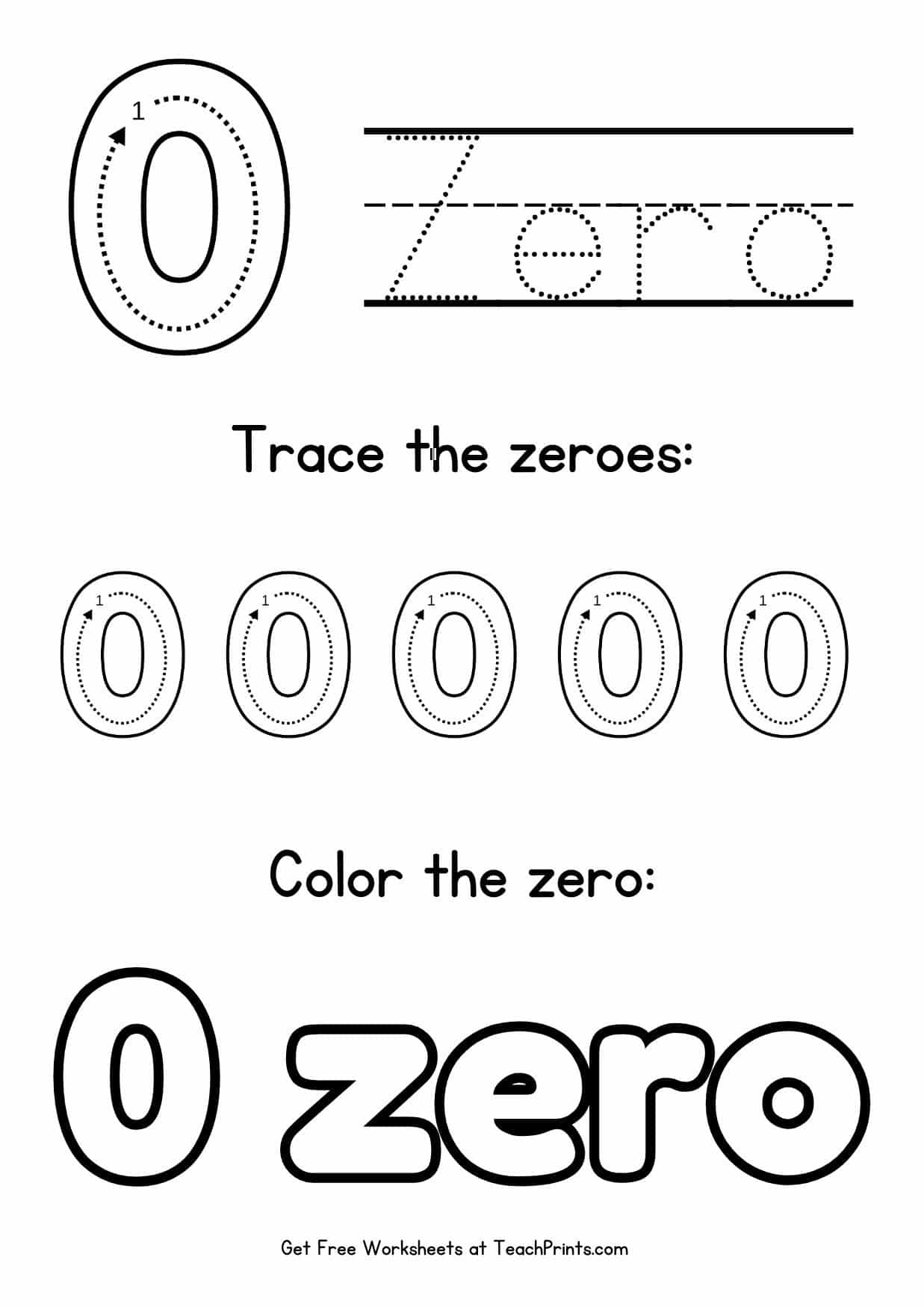 Number 0 Tracing Worksheets Free Printables Teach Prints
