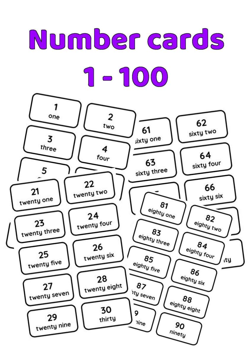Number 1 To 100 With Words Printable Black And White By Worksheet Digital