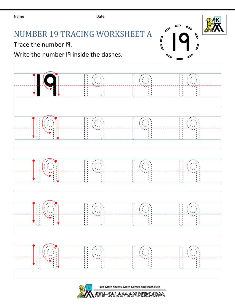 Number 19 Worksheets For Preschool