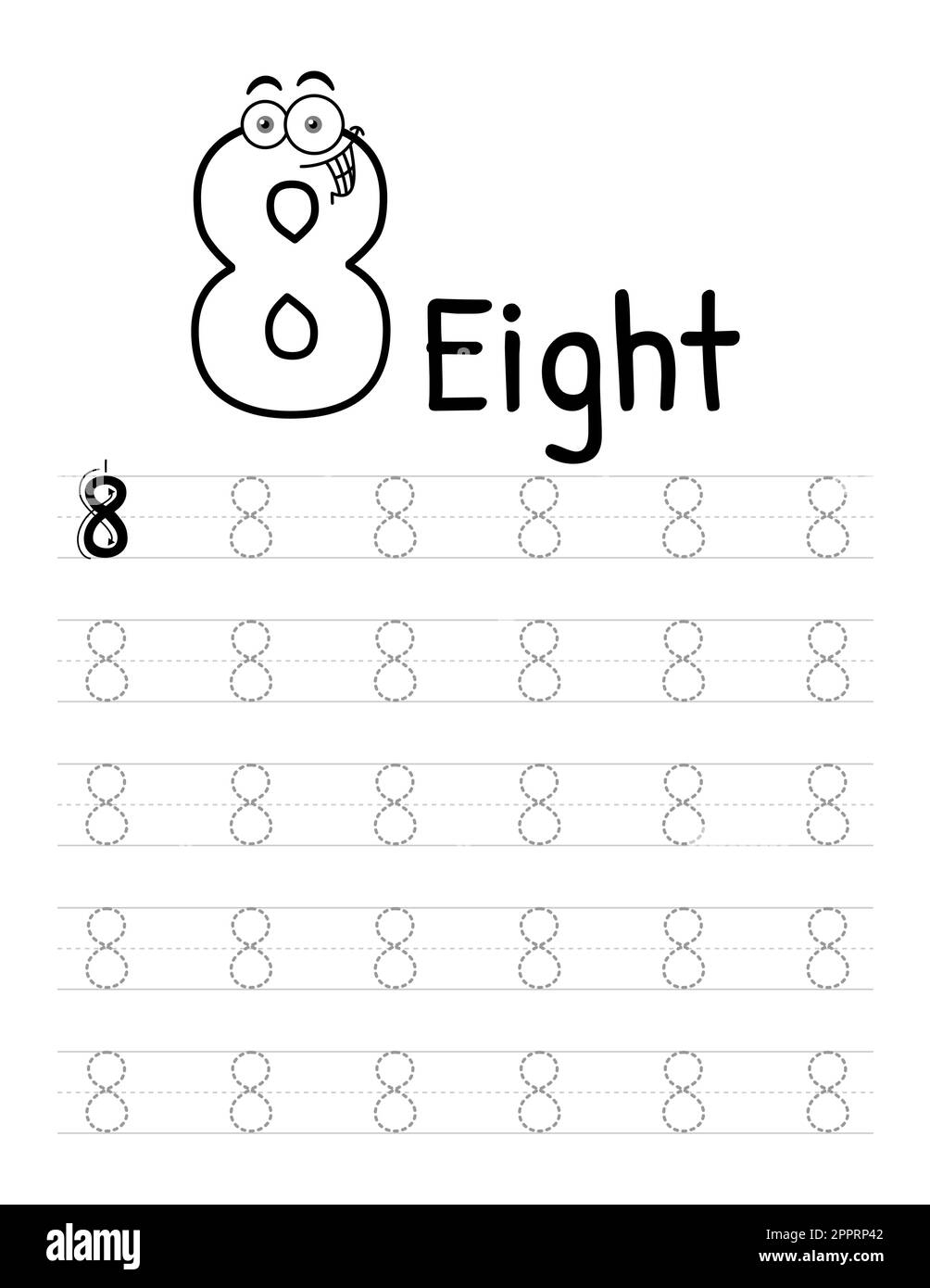 Number 8 Worksheet Black And White Stock Photos Images Alamy