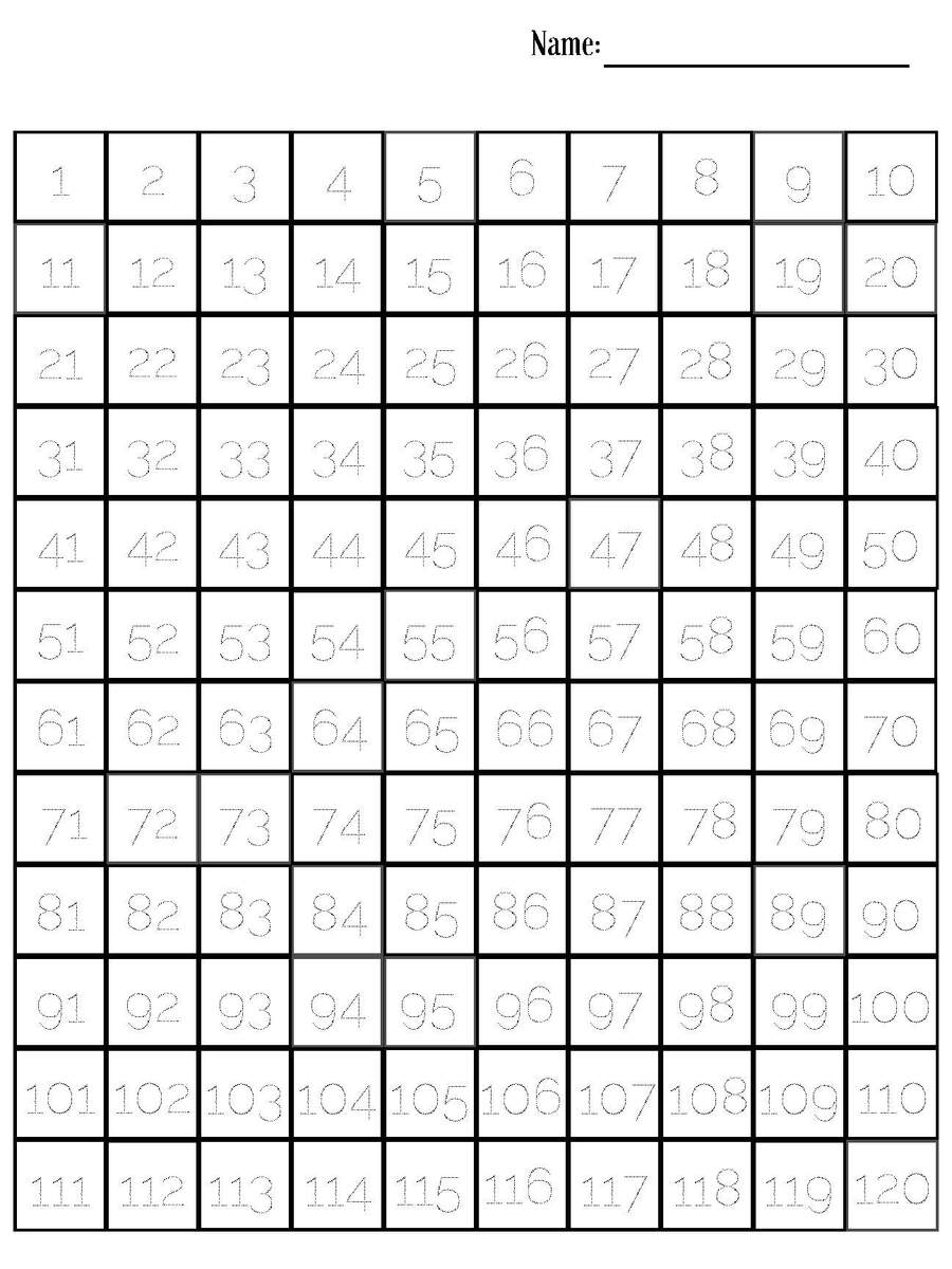 Number Chart Tracing 1 120 By TeachnLittles TPT