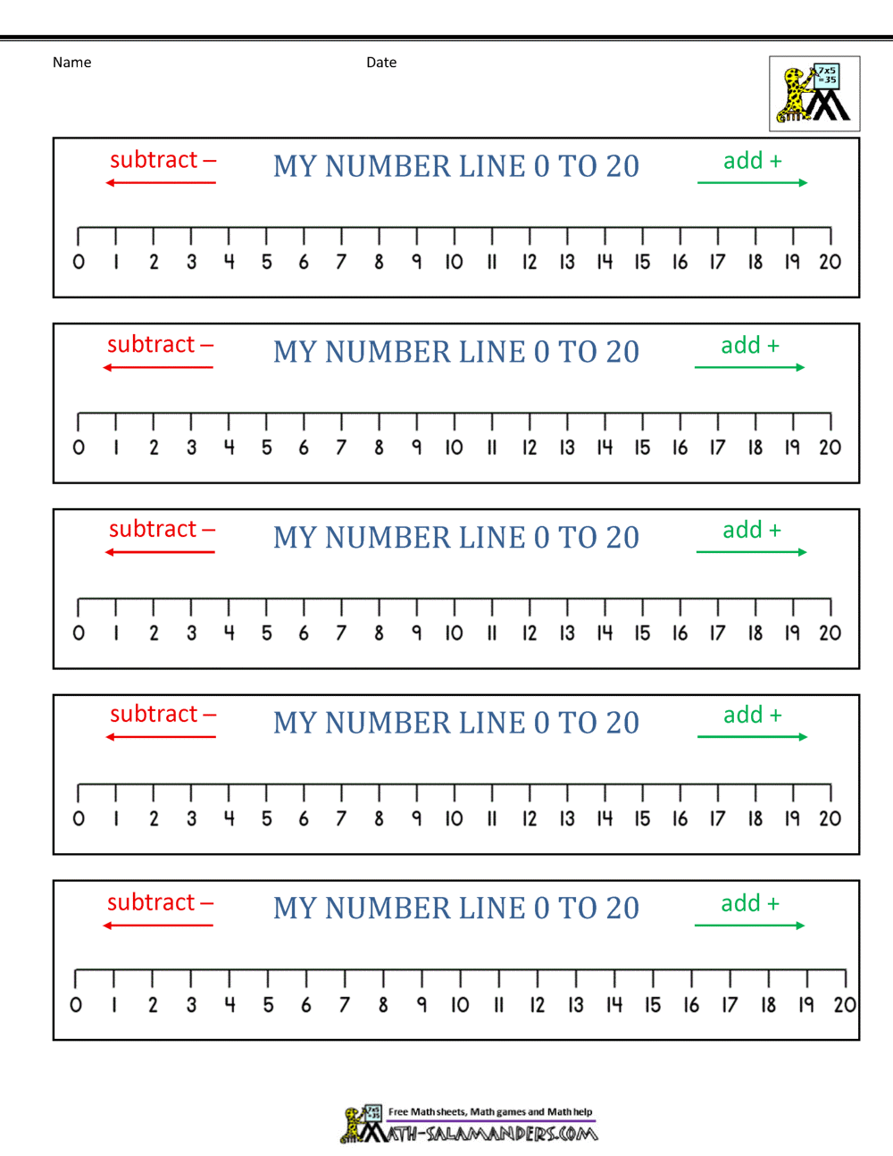 Number Line 0 To 20 Printables Number Line 0 To 20 Printables