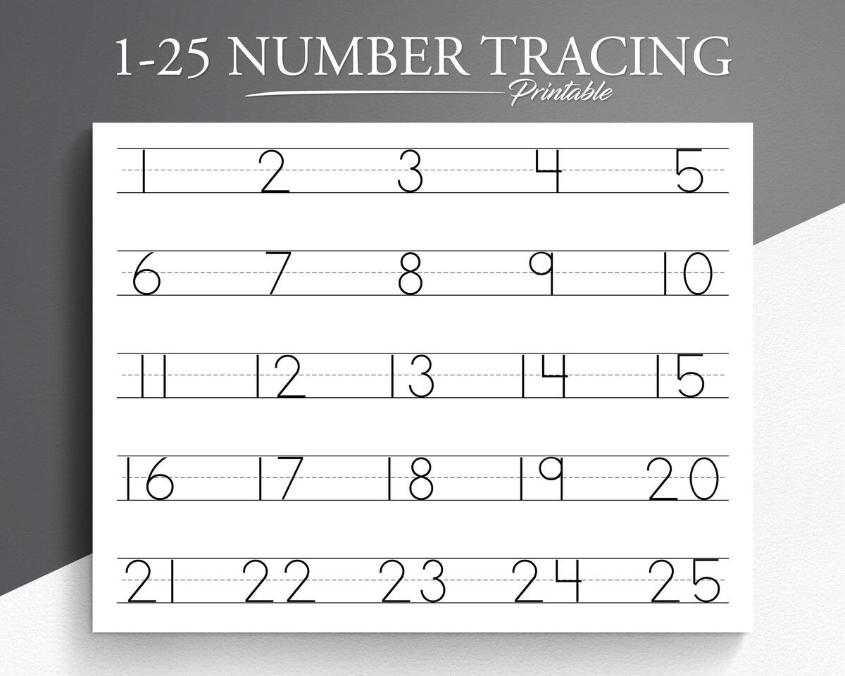 Number Tracing Worksheet 1 25 Printable Trace Numbers Handwriting Practice Number Tracing Tracing Worksheets Etsy Ireland