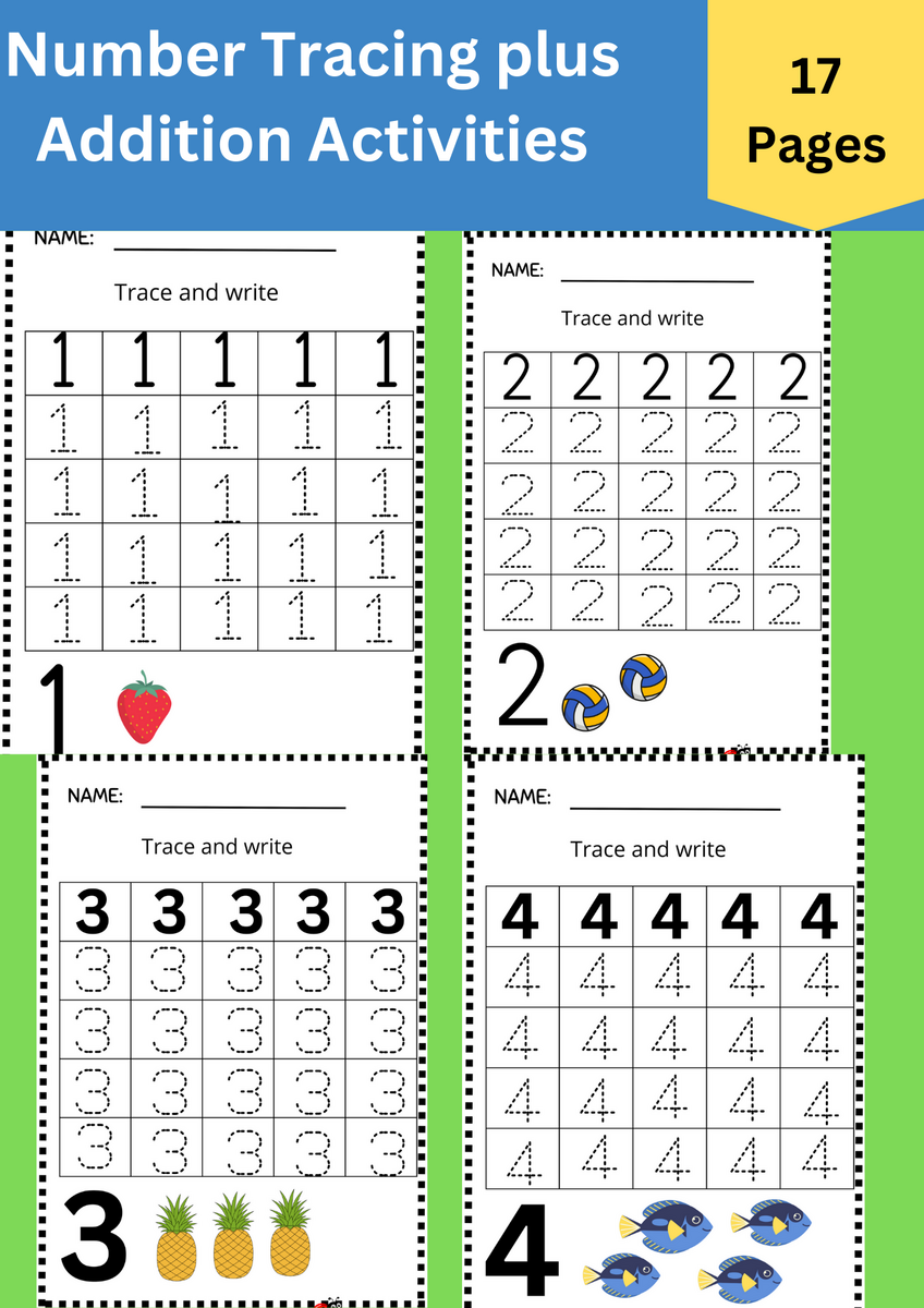 Number Tracing Worksheets 1 To 10 Plus Addition Worksheets Number Tracing Worksheets 1 To 10 Plus Addition Worksheets