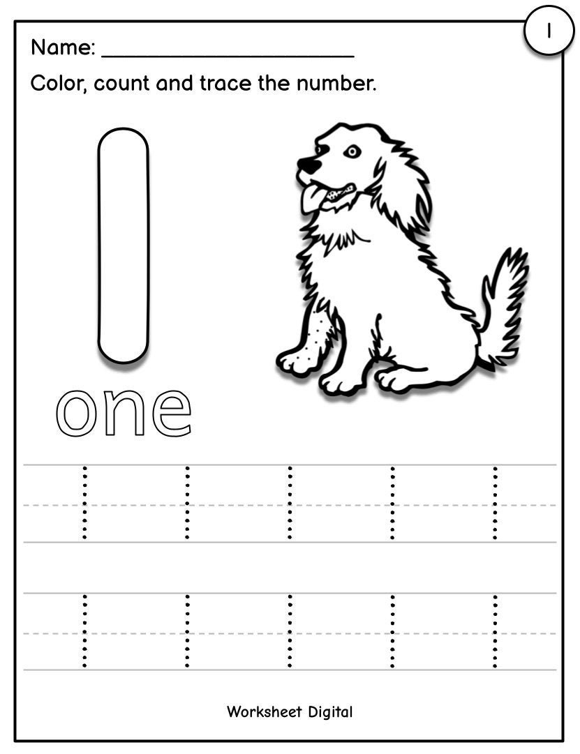 Tracing Number 1 Worksheets For Kids Payhip