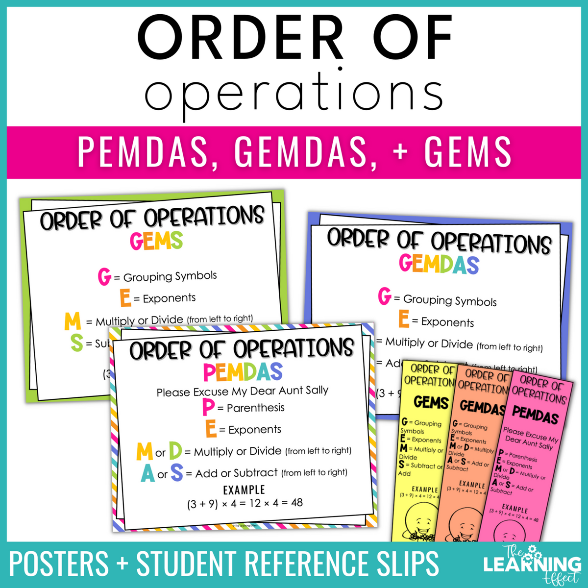 Order Of Operations Math Posters PEMDAS GEMDAS GEMS Anchor Charts Worksheets Library