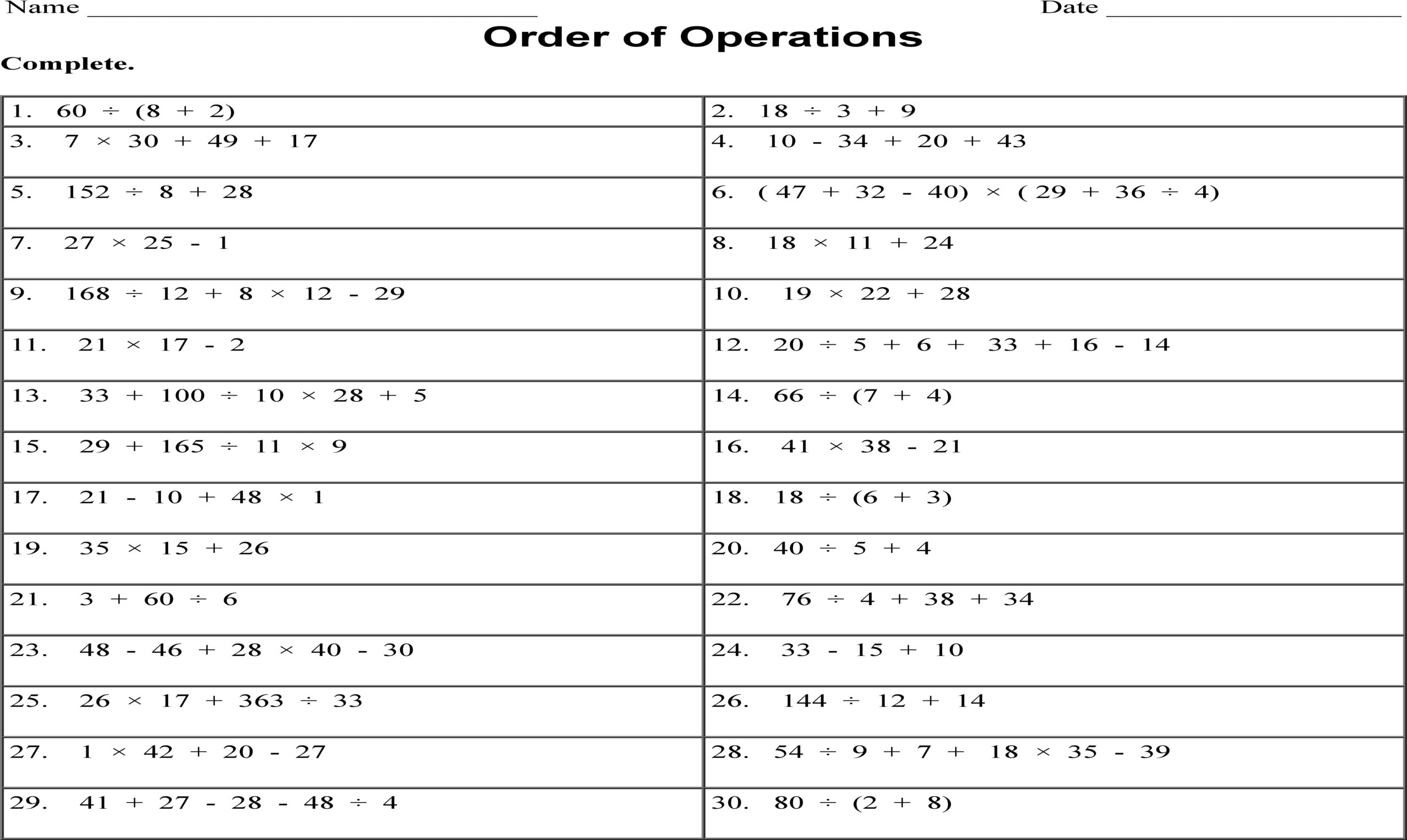 Order Of Operations