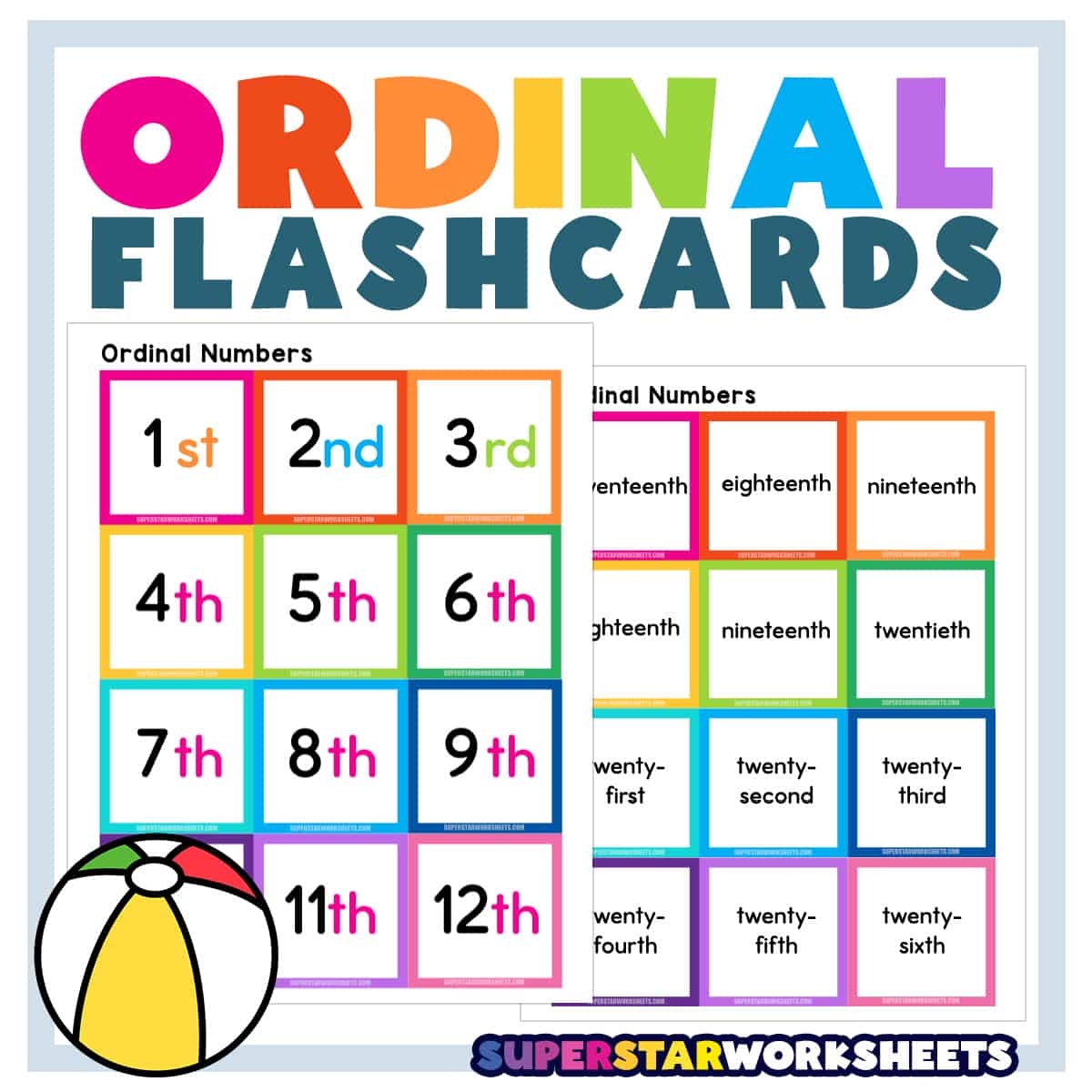 Ordinal Number Flashcards Superstar Worksheets