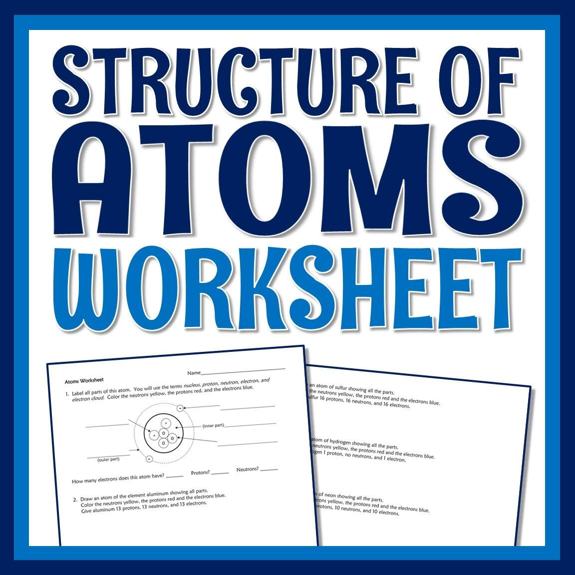 Part Of Atoms Worksheet Flying Colors Science