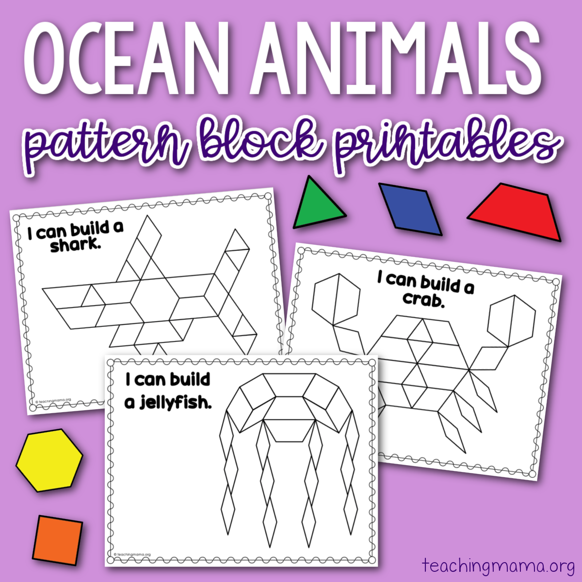 Pattern Block Printables For Ocean Animals Teaching Mama