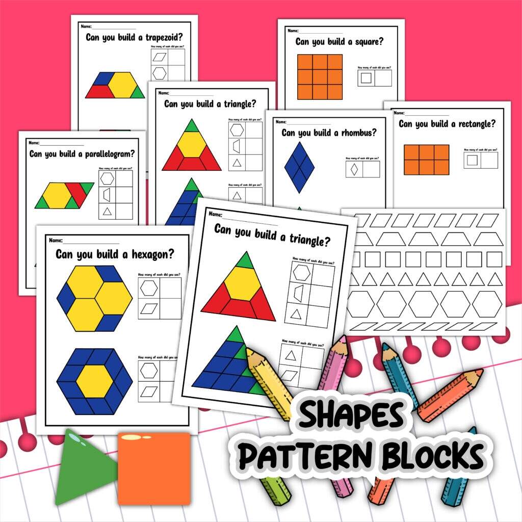 Pattern Block Printables For Shapes Teaching Mama 2D Shape STEM Challenge Pattern Block Task Cards And Mats Etsy
