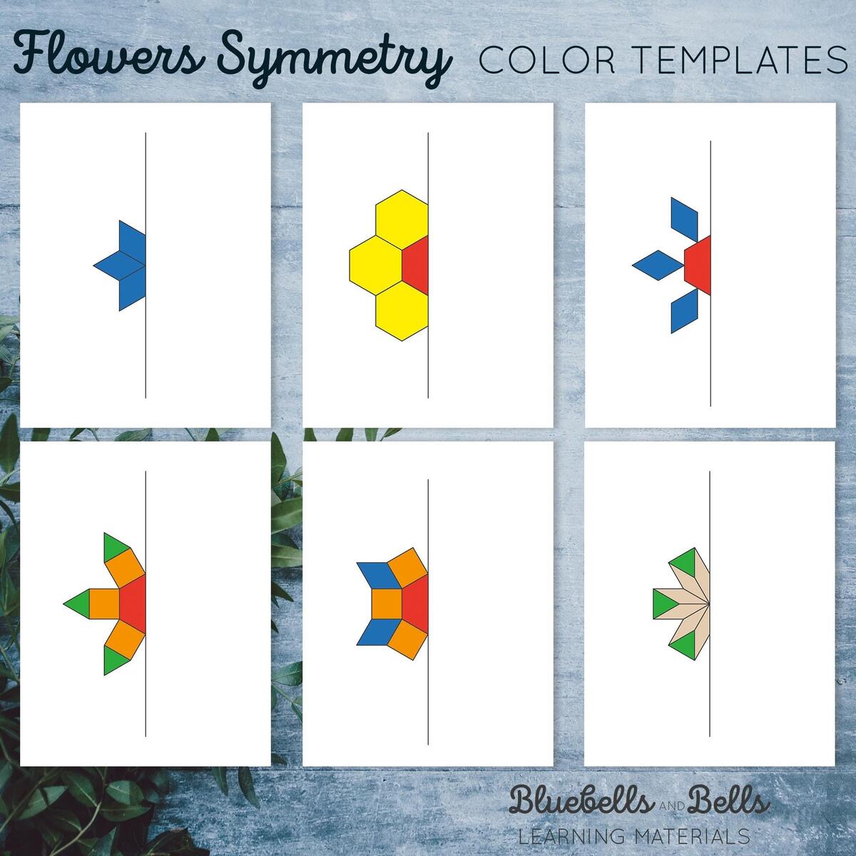 Pattern Blocks Templates Flower Symmetry Kindergarten And Preschool Shape Printable Activity Etsy Hong Kong