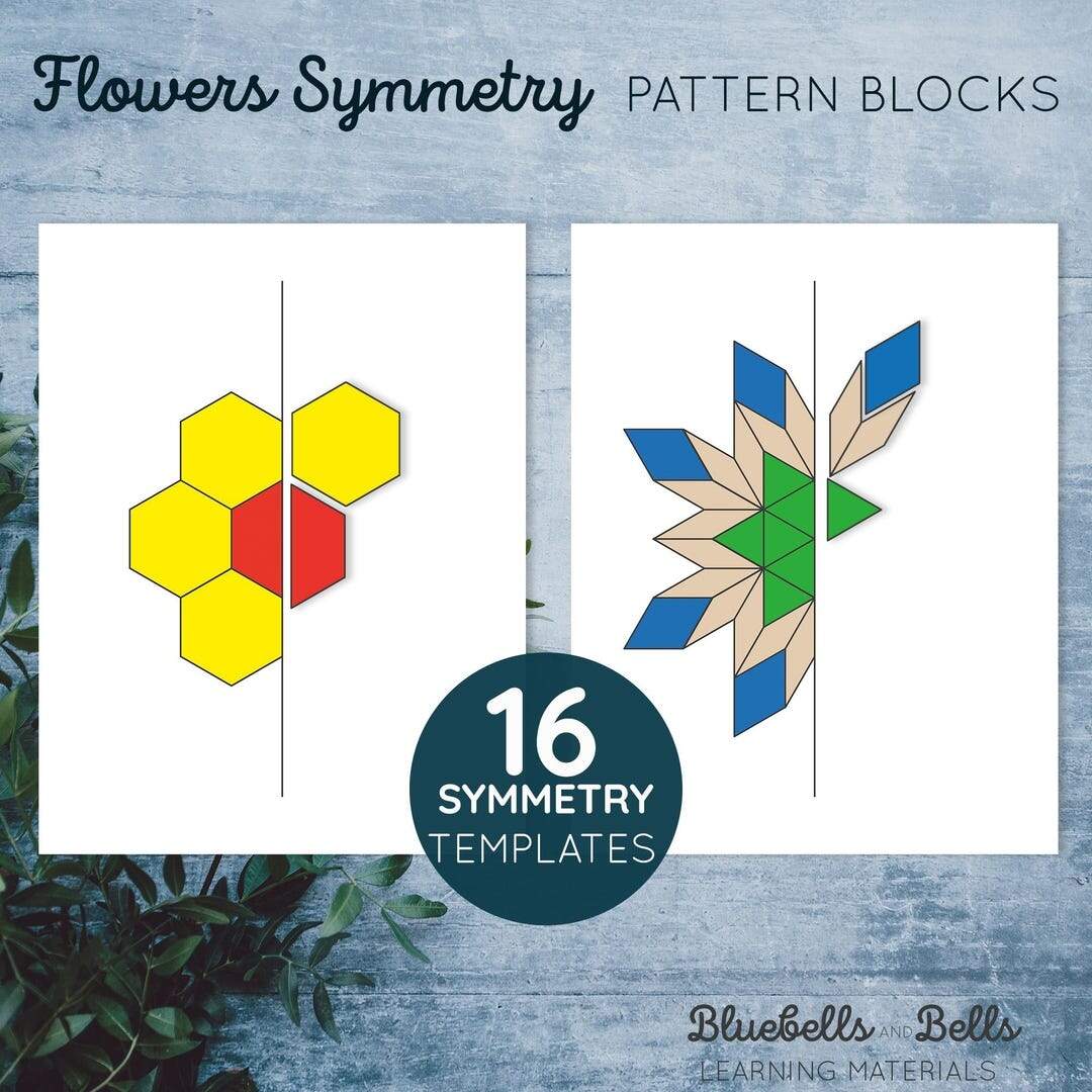 Pattern Blocks Templates Flower Symmetry Kindergarten And Preschool Shape Printable Activity Etsy