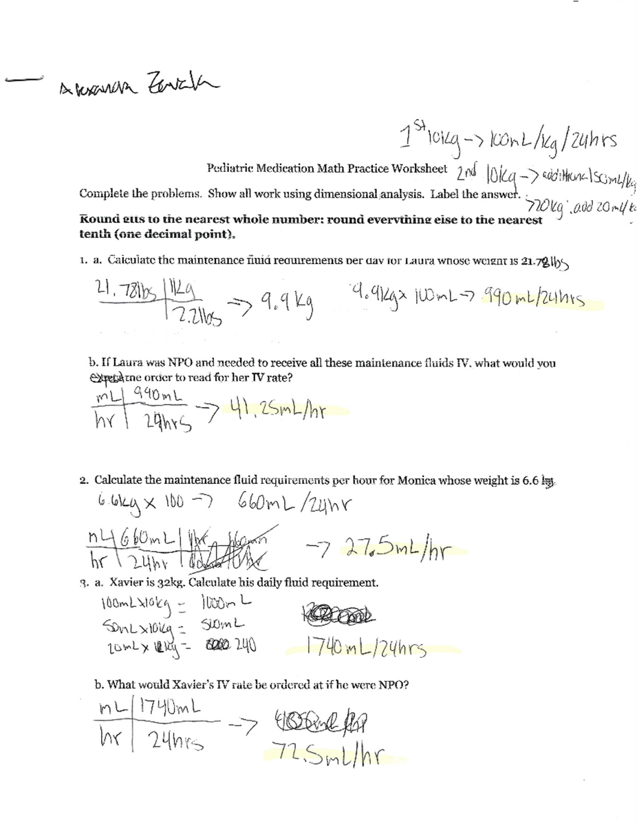 PEDS MED MATH NSG 434 Medication Calculation Worksheet Studocu Med Math Practice Worksheet Answer Key Topic 2 Studocu