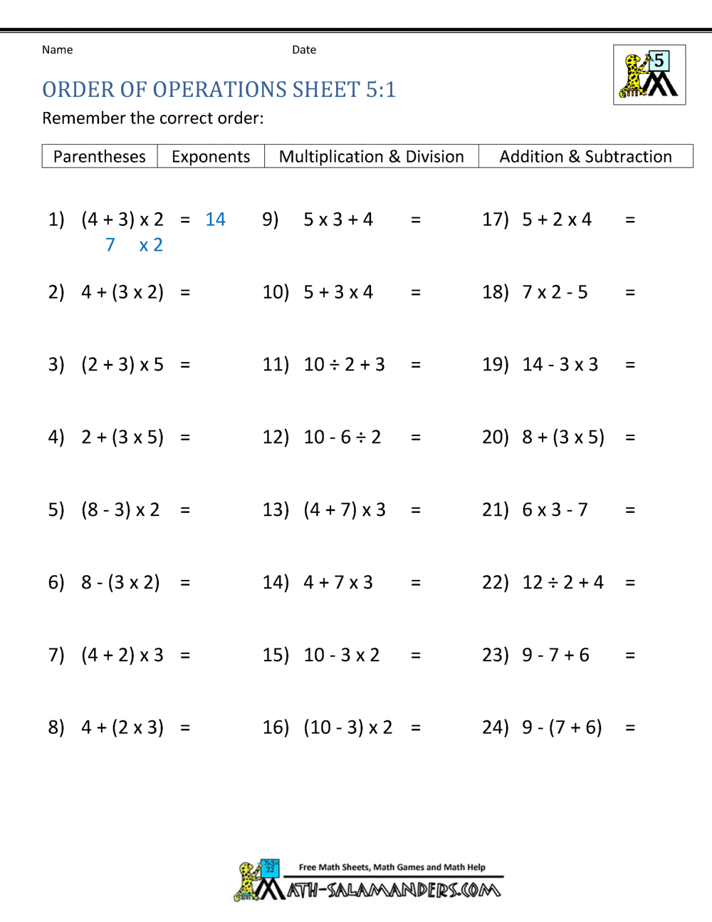 PEMDAS Problems Worksheets 5th Grade Printable Order Of Operations Digital Worksheets Activities For 4th 5th Grade Made By Teachers