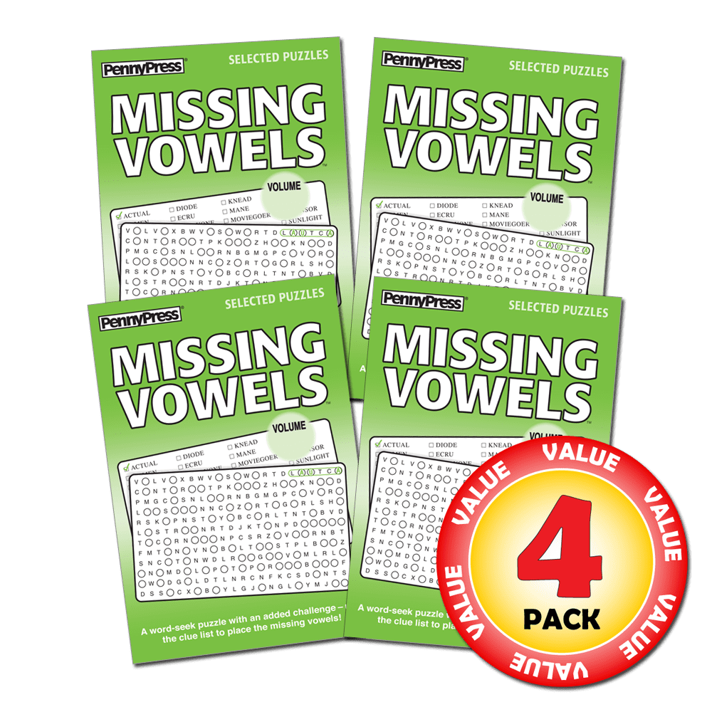 Penny Press Dell Missing Vowels Word Seek Puzzle 4 Pack Over 200 Specialty Puzzles Walmart