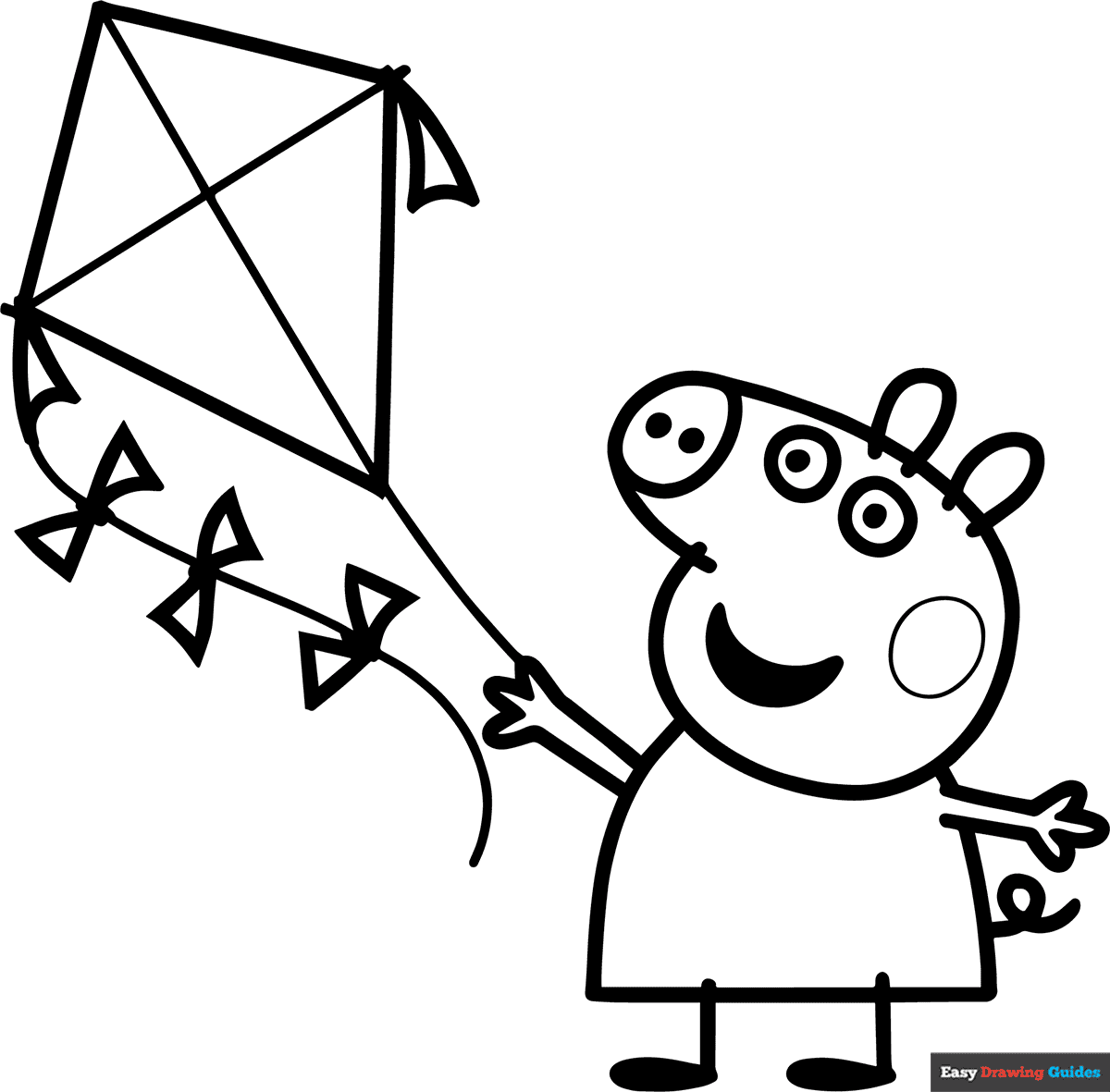 Peppa Pig Flying A Kite Coloring Page Easy Drawing Guides Peppa Pig Flying A Kite Coloring Page Easy Drawing Guides