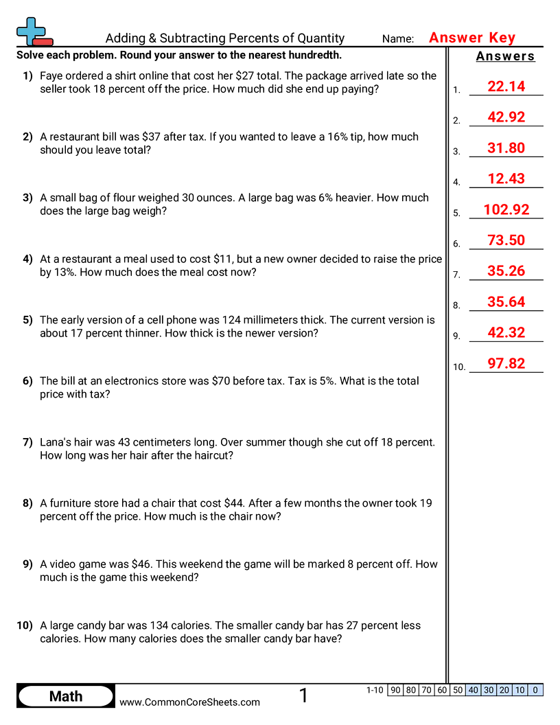 Percent Worksheets
