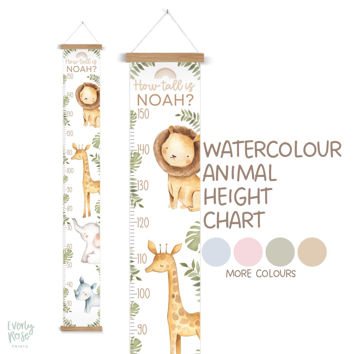 Personalised Children S Height Chart Growth Chart Safari Nursery Kids Decor Jungle Decor Safari Height Chart Wall Decor Playroom Etsy