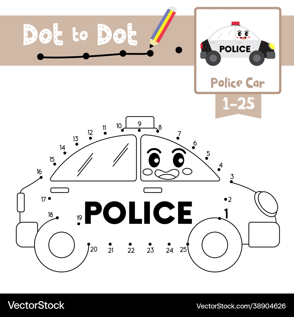 Police Car Dot To Dot Game Royalty Free Vector VectorStock Police Car Dot To Dot Game Royalty Free Vector VectorStock