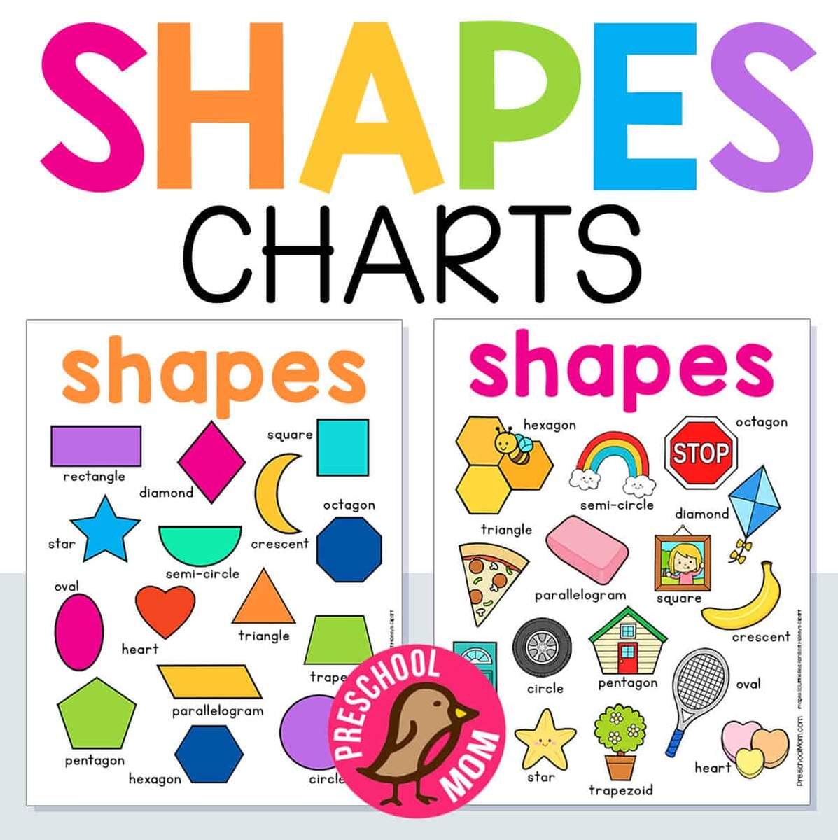 Preschool Shapes Charts Preschool Mom Shapes Sizes Thick Laminated Preschool Chart 2 5 Years