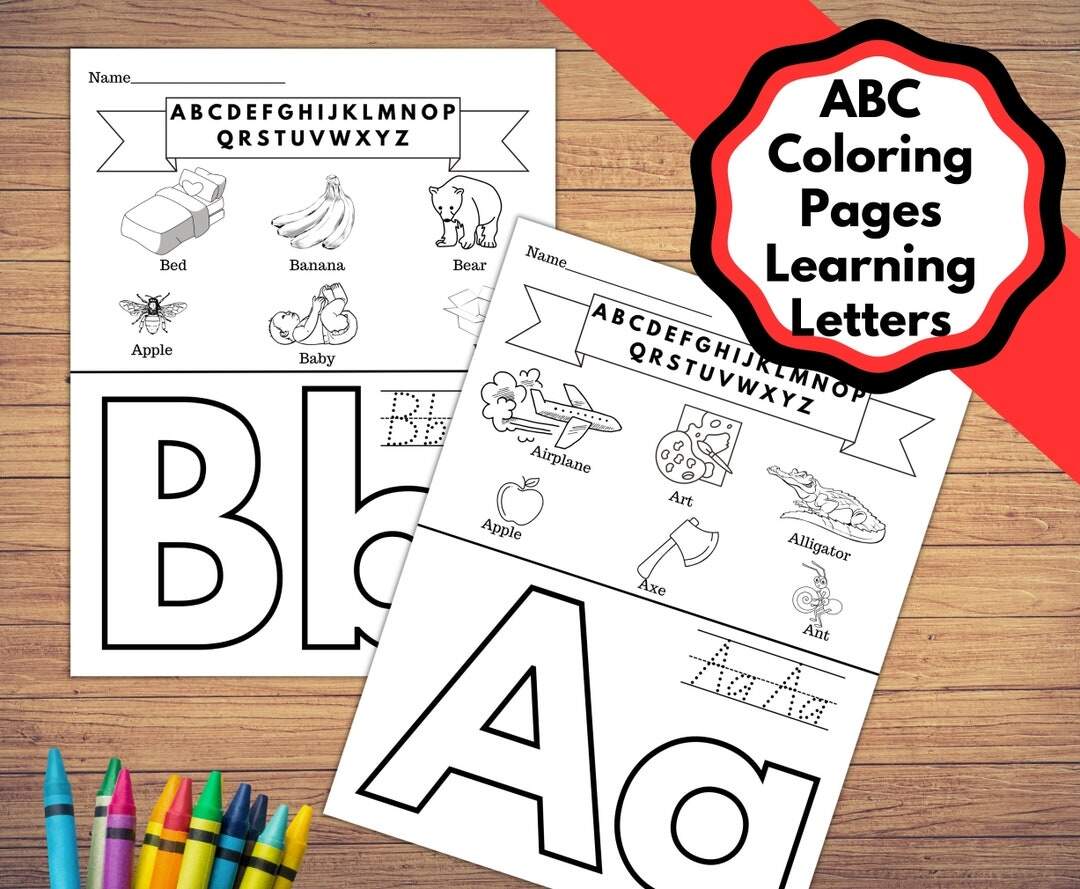 Printable Coloring Pages For Learning ABC S Alphabet Coloring And Writing Practice Sheets Early Learner Worksheets Etsy