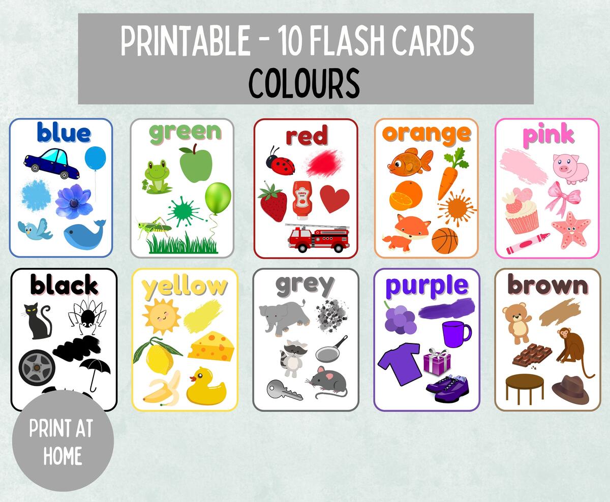 Printable Colour Flashcards Preschool Learning PDF Etsy
