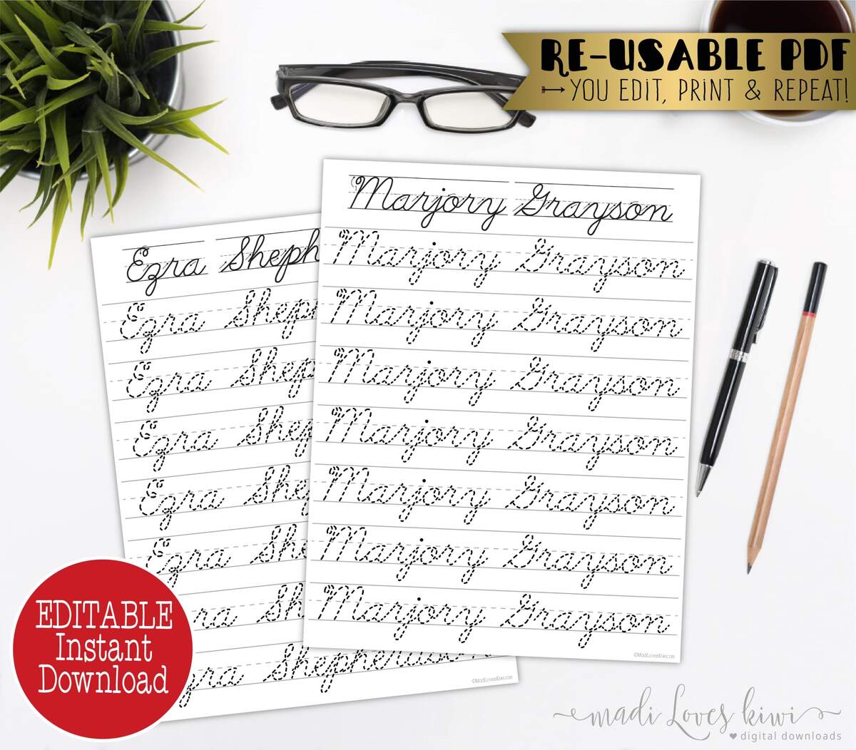 Printable Cursive Name Writing Worksheet Editable Script Handwriting Practice Page Madi Loves Kiwi Digital Downloads Custom Cursive Name Tracing Page Personalized Cursive Name Printable Cursive Name Tracing Printable Name Tracing Cursive With Arrows Etsy Ireland
