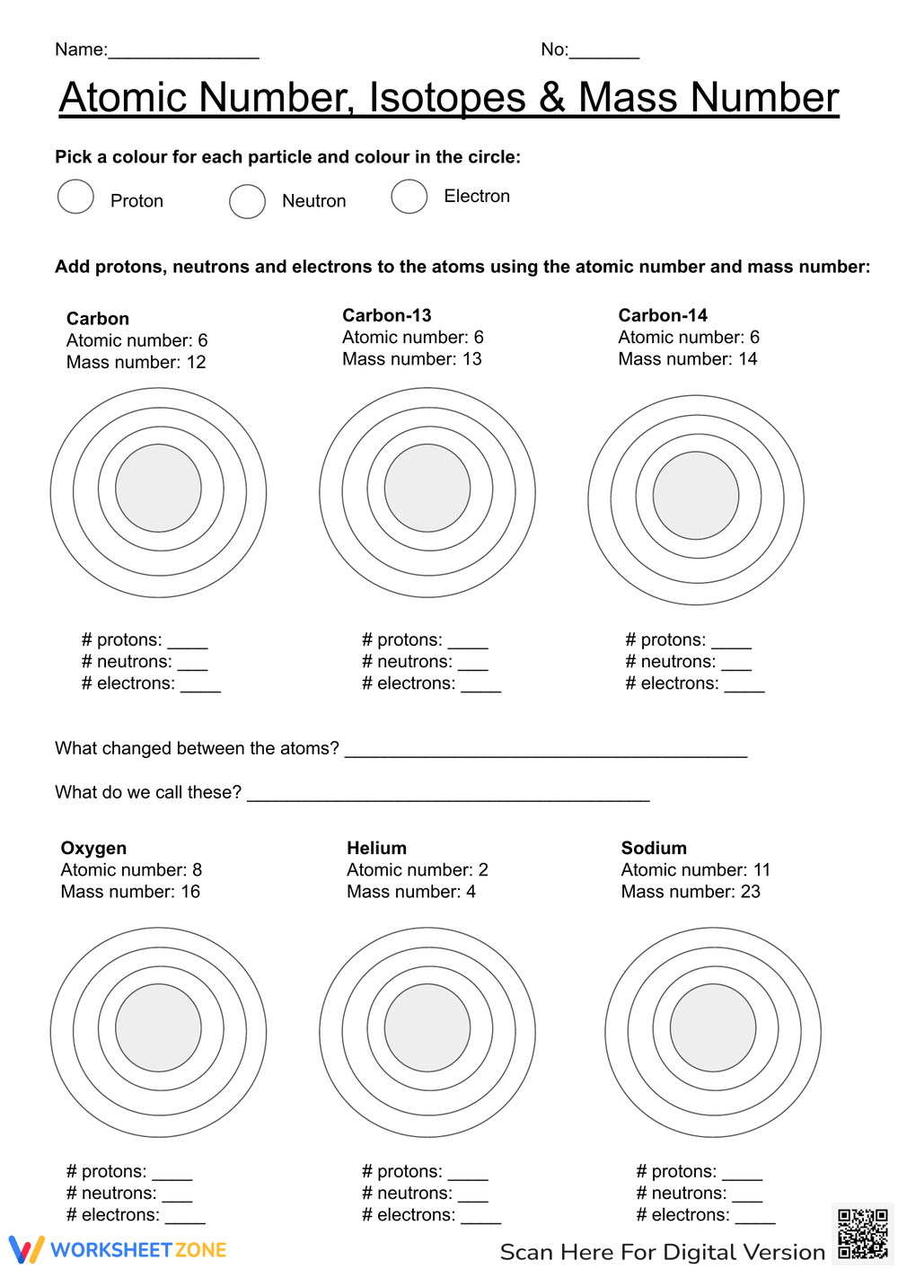 Printable Grade 10 Protons Neutrons And Electrons Practice Worksheets