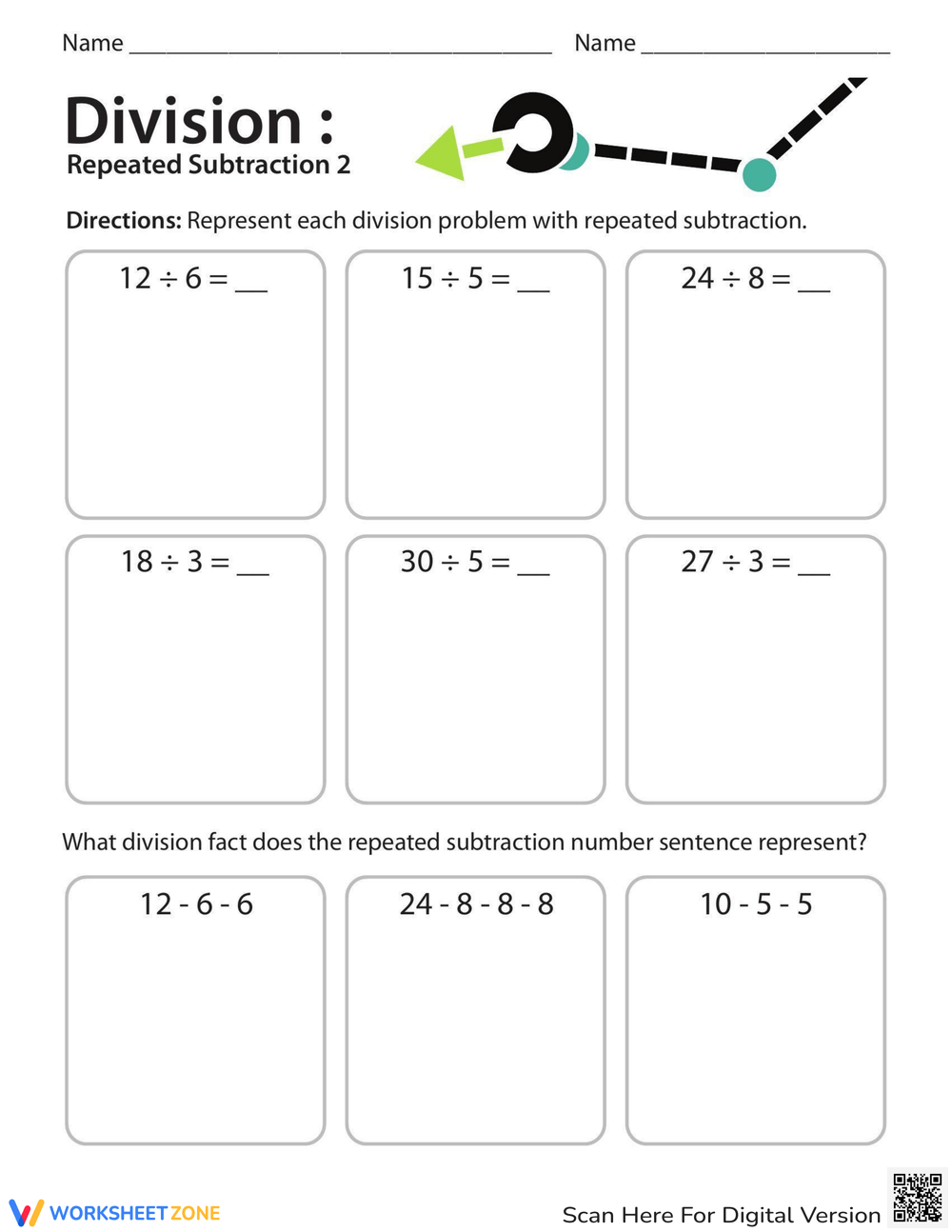 Printable Grade 3 Division As Repeated Subtraction Worksheets